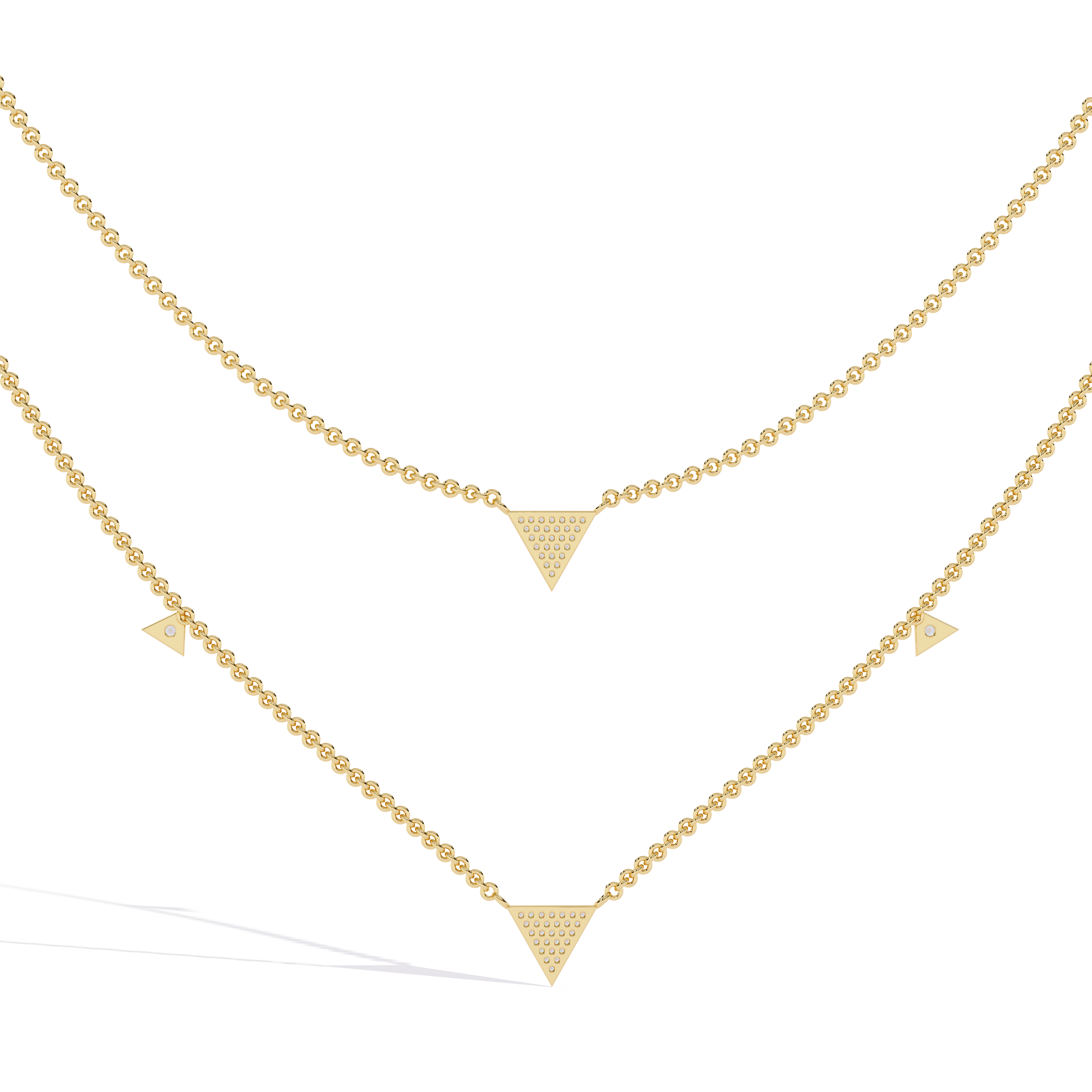 Geometric Triangle Necklace – Lab Grown Diamonds in  Double Chain Design