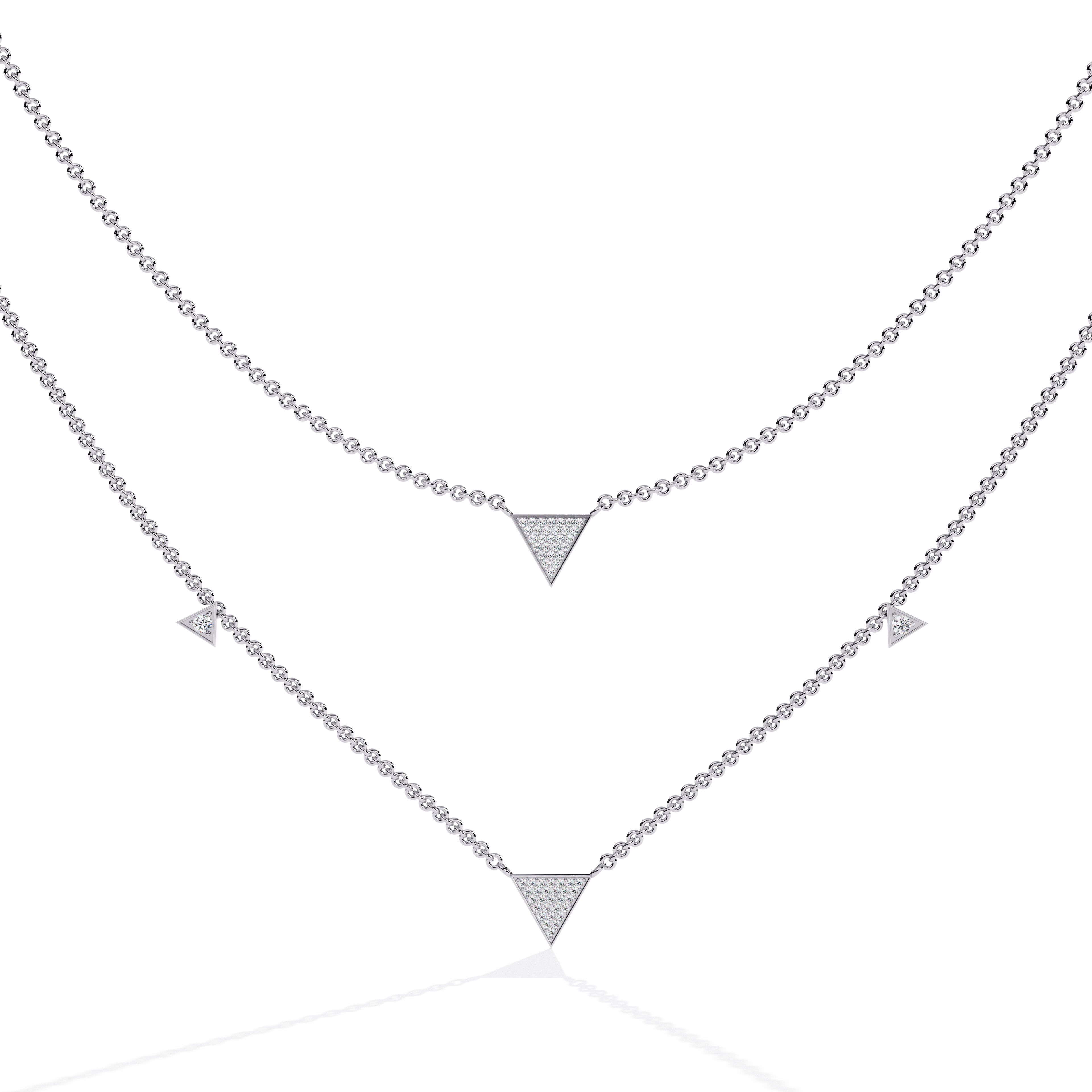 Geometric Triangle Necklace – Lab Grown Diamonds in  Double Chain Design