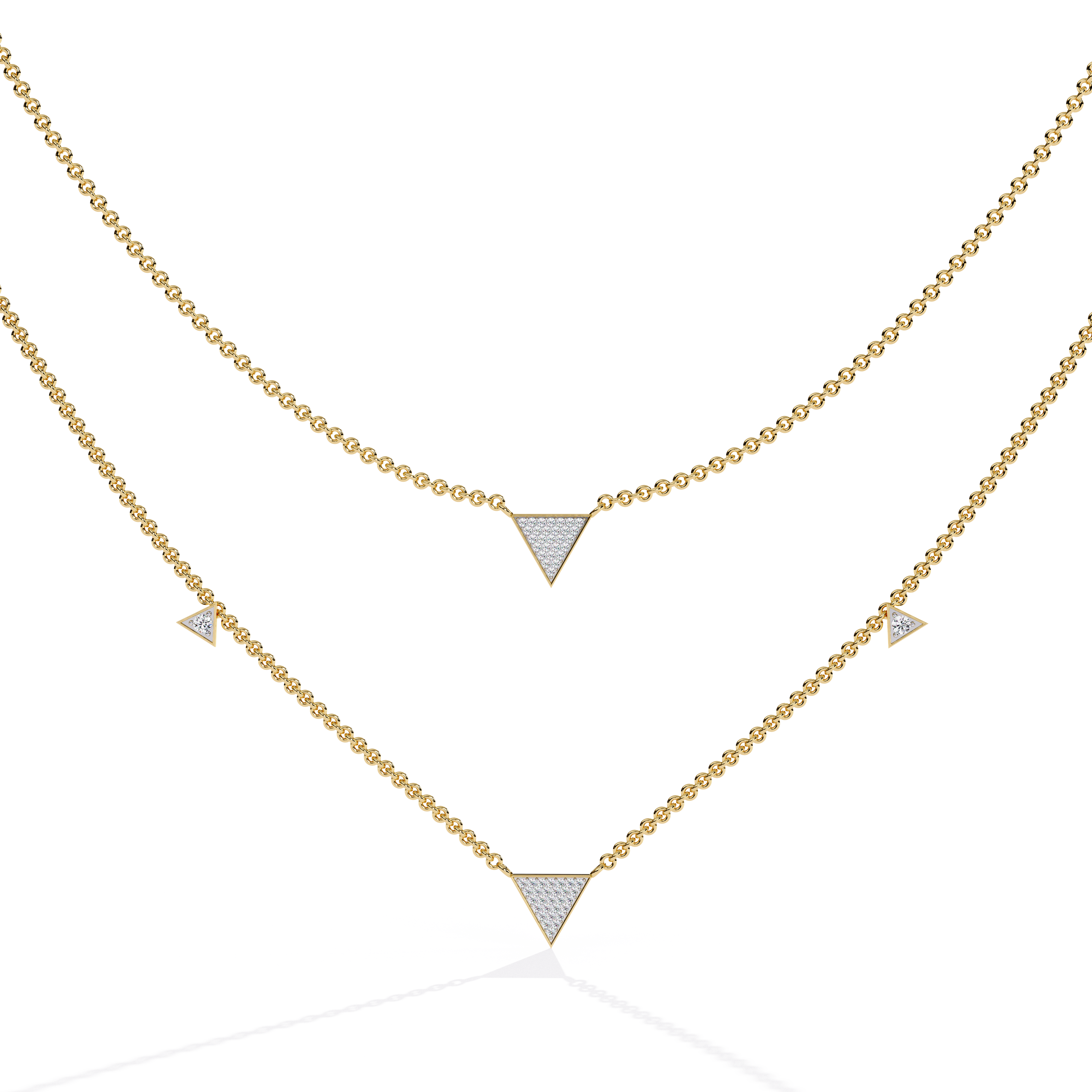 Geometric Triangle Necklace – Lab Grown Diamonds in  Double Chain Design