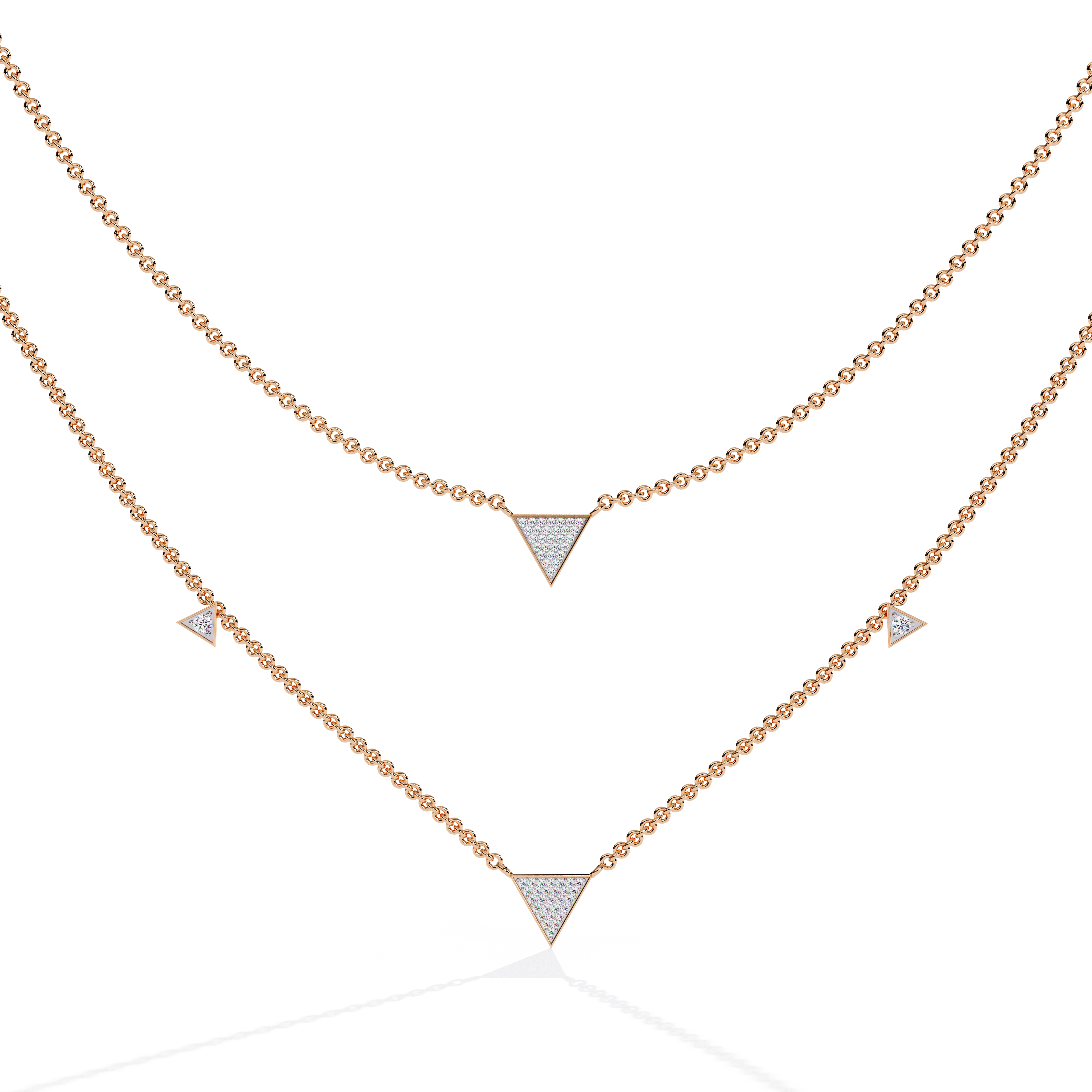 Geometric Triangle Necklace – Lab Grown Diamonds in  Double Chain Design