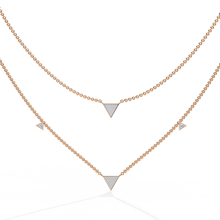 Geometric Triangle Necklace – Lab Grown Diamonds in  Double Chain Design