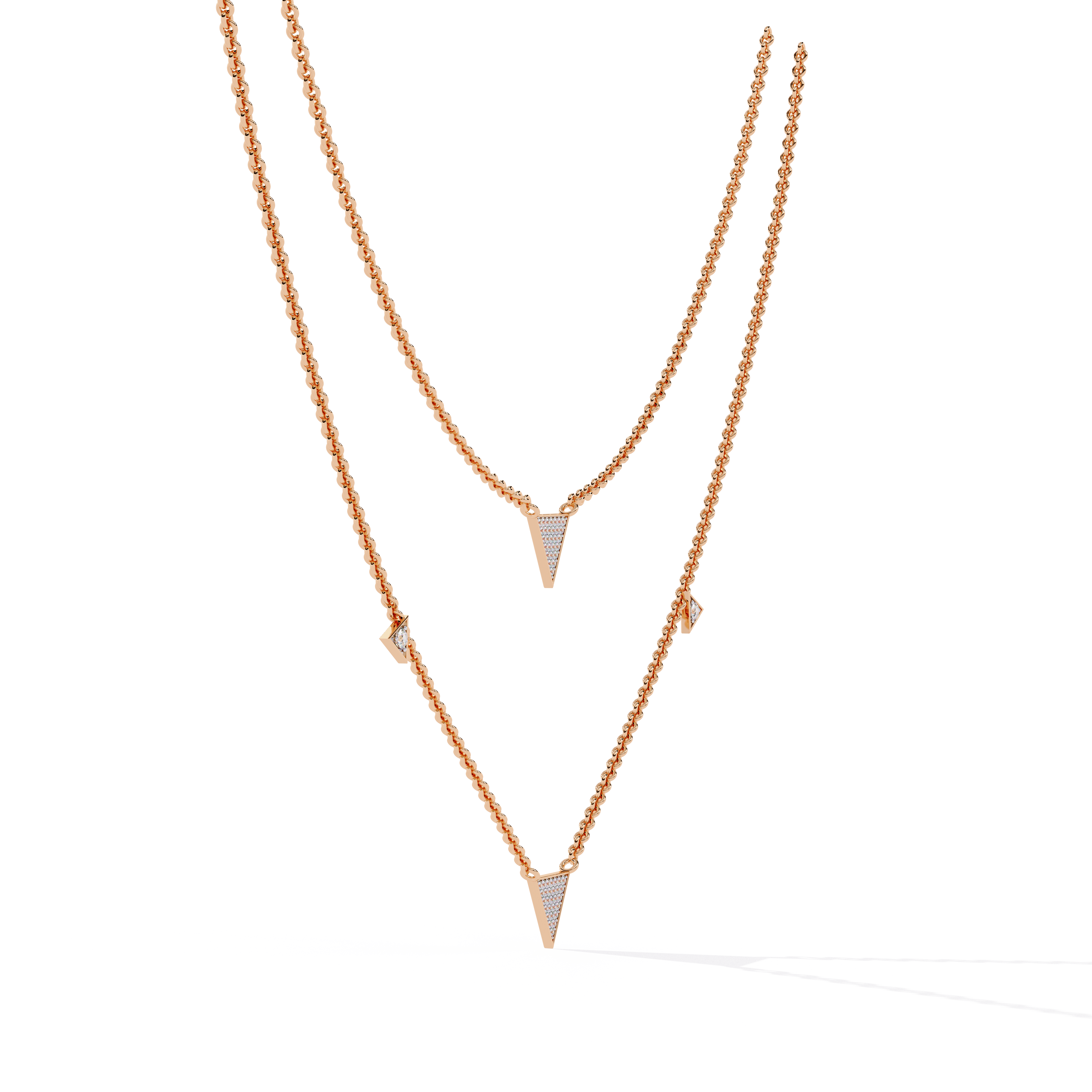Geometric Triangle Necklace – Lab Grown Diamonds in  Double Chain Design