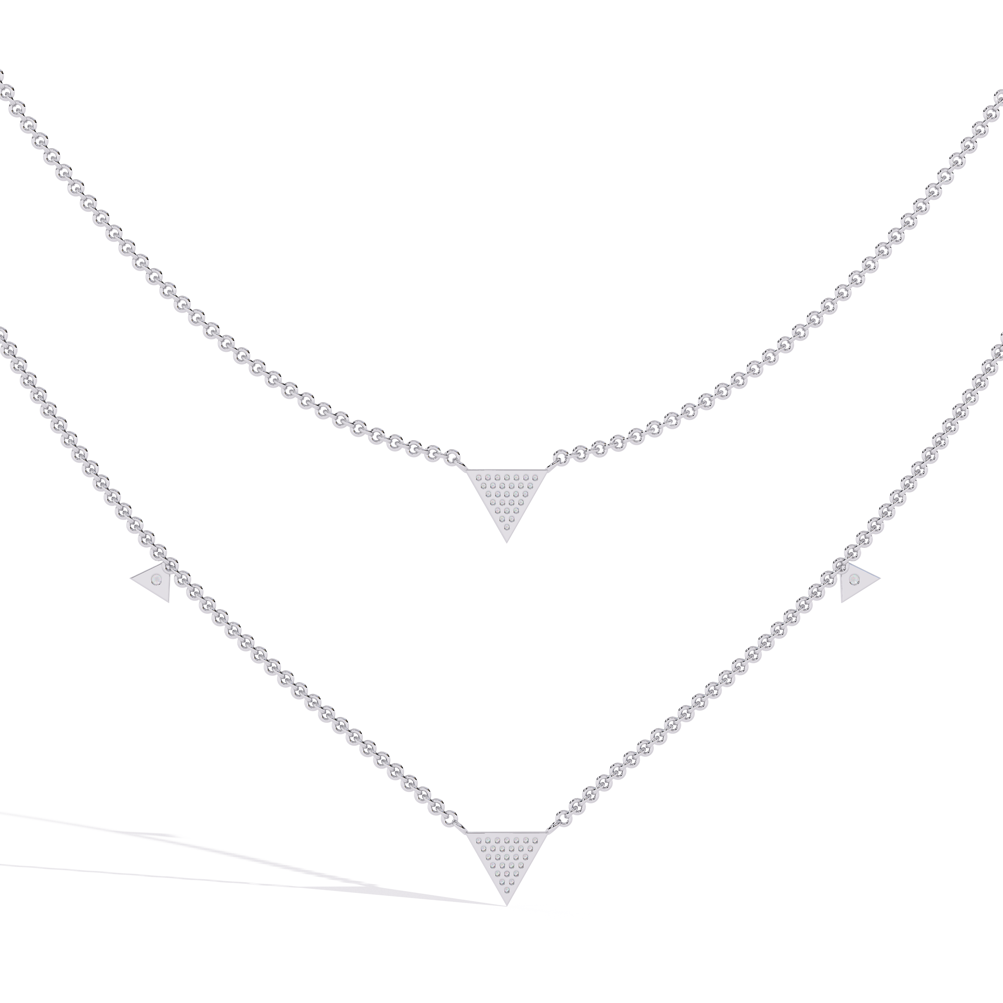 Geometric Triangle Necklace – Lab Grown Diamonds in  Double Chain Design
