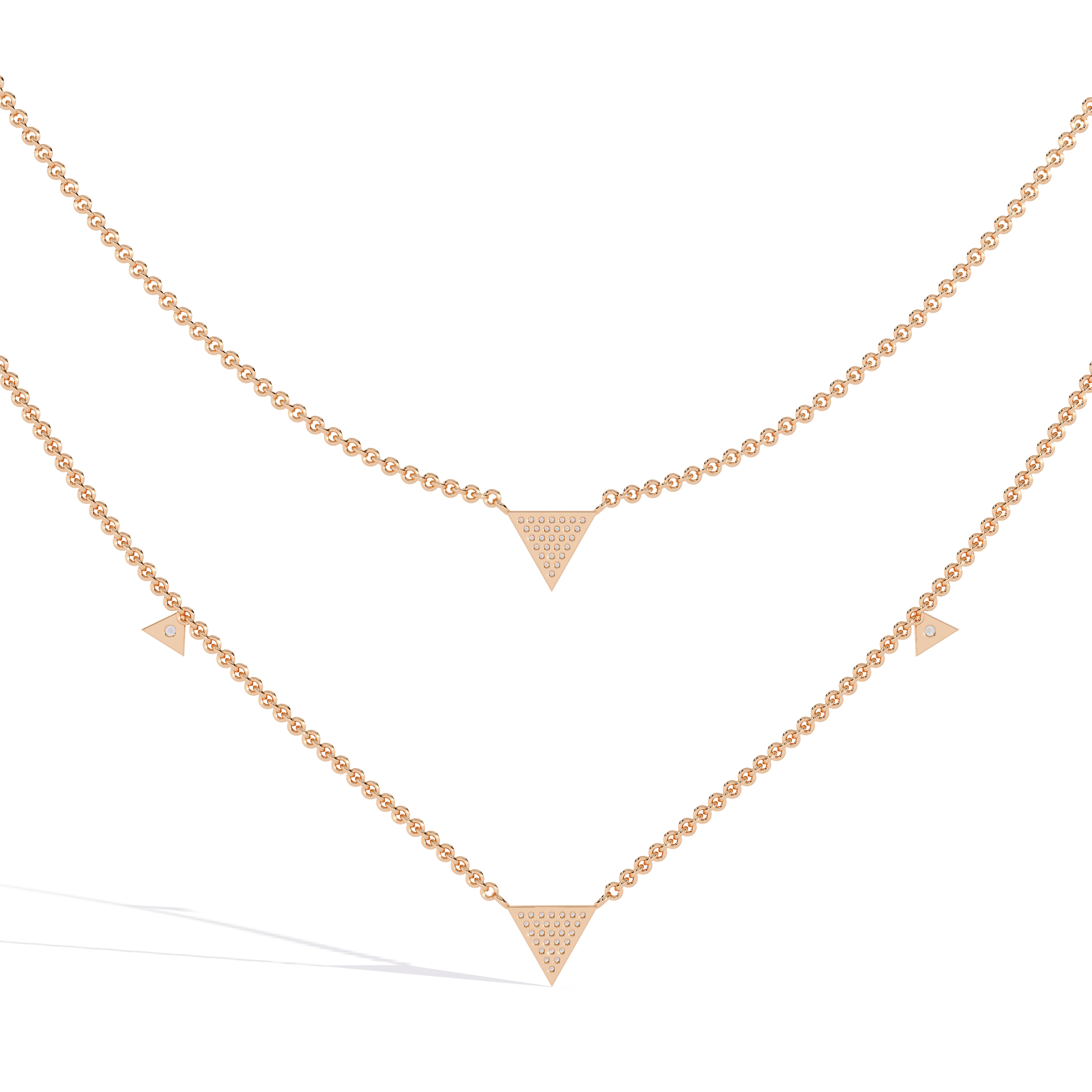 Geometric Triangle Necklace – Lab Grown Diamonds in  Double Chain Design