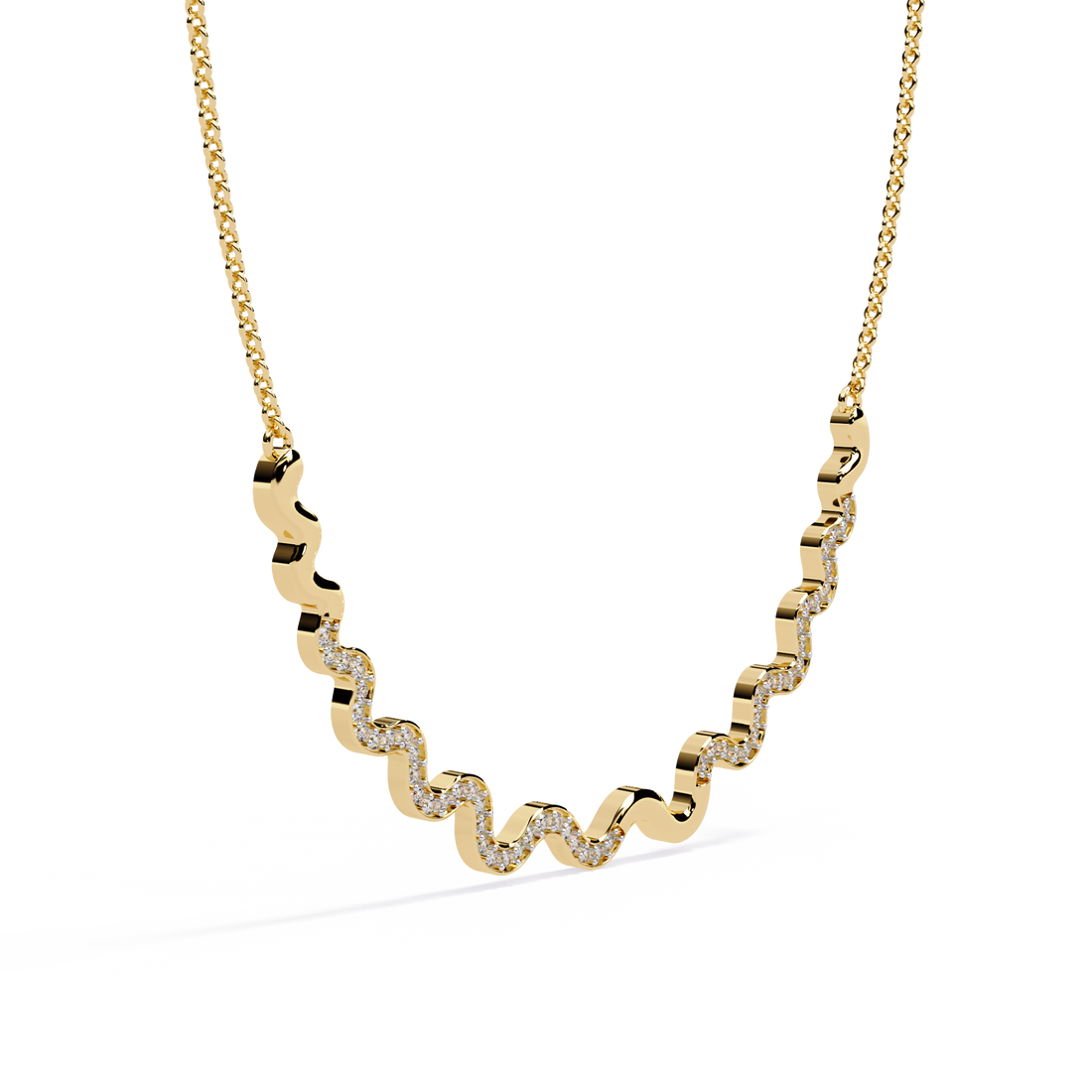 Minimalist Gold Necklace in Lab Grown Diamond Accents
