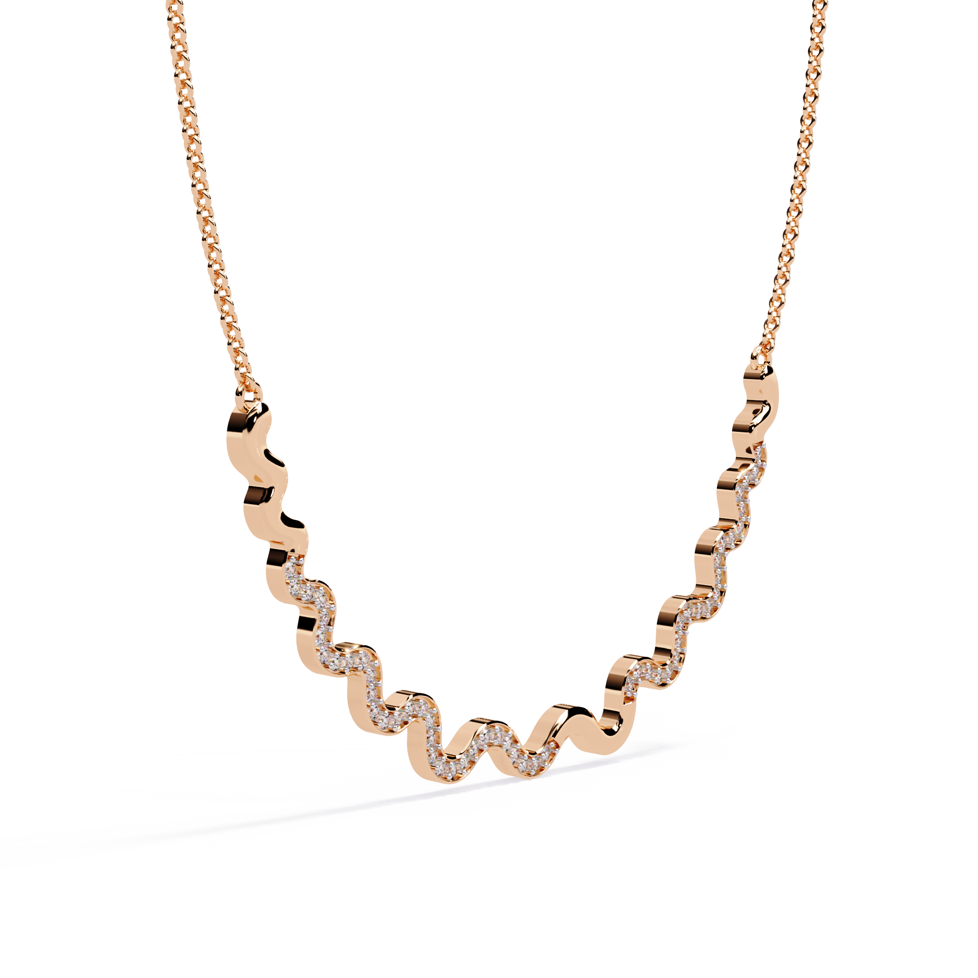 Minimalist Gold Necklace in Lab Grown Diamond Accents