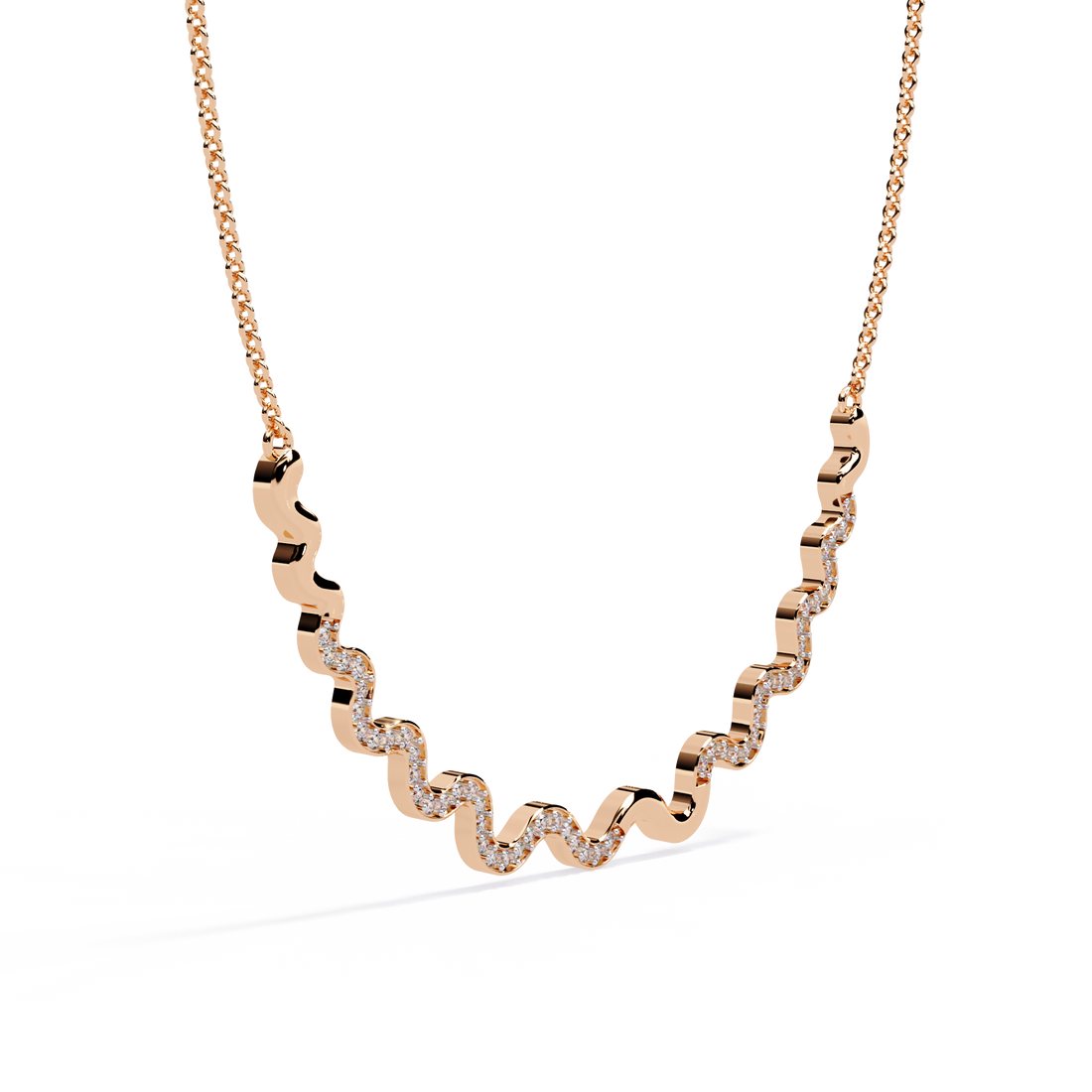 Minimalist Gold Necklace in Lab Grown Diamond Accents