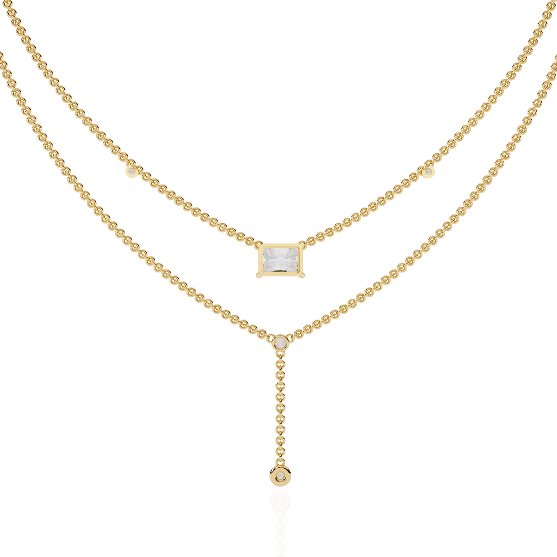Elegant Layered Necklace with Lab Grown Radiant & Round Cut Diamonds