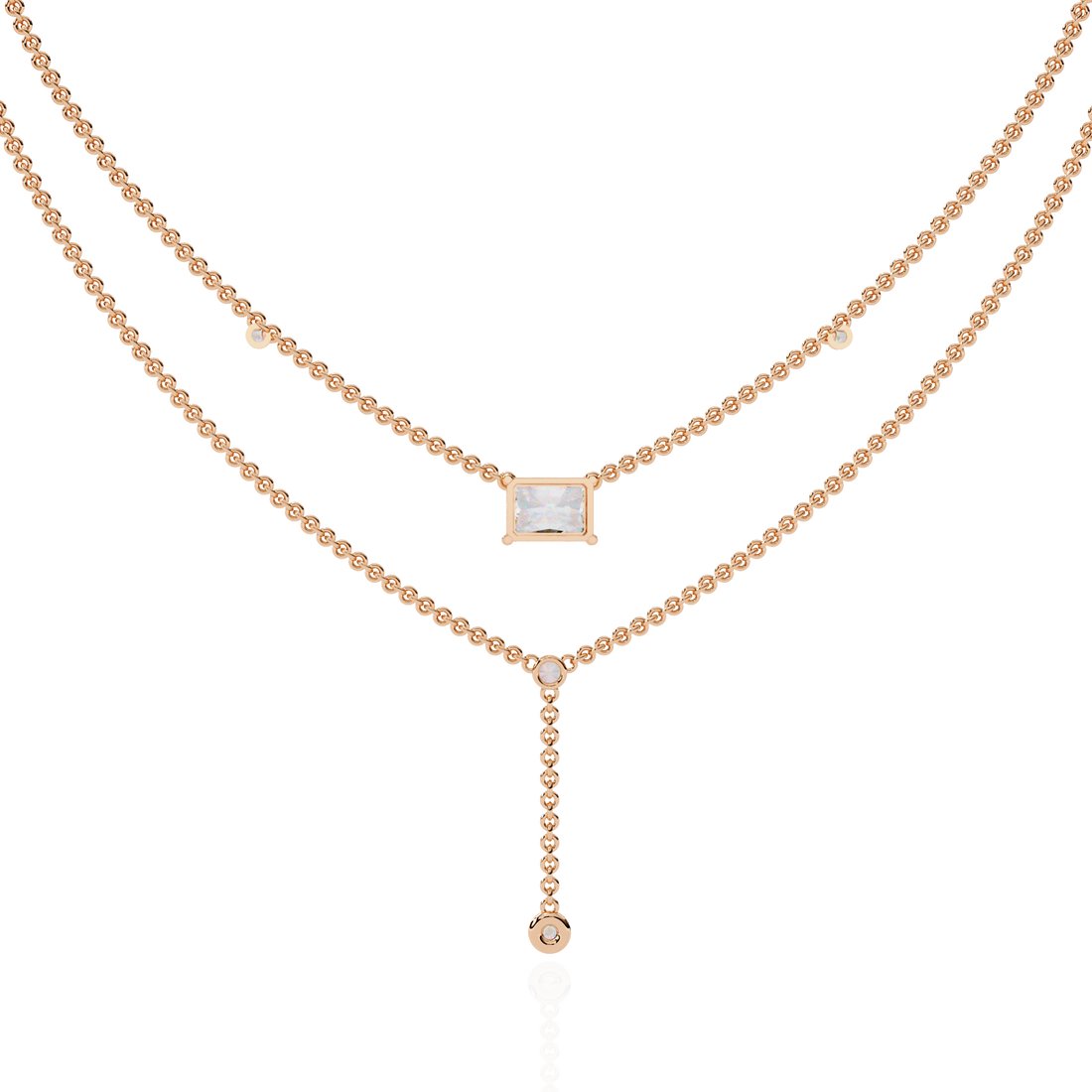 Elegant Layered Necklace with Lab Grown Radiant & Round Cut Diamonds