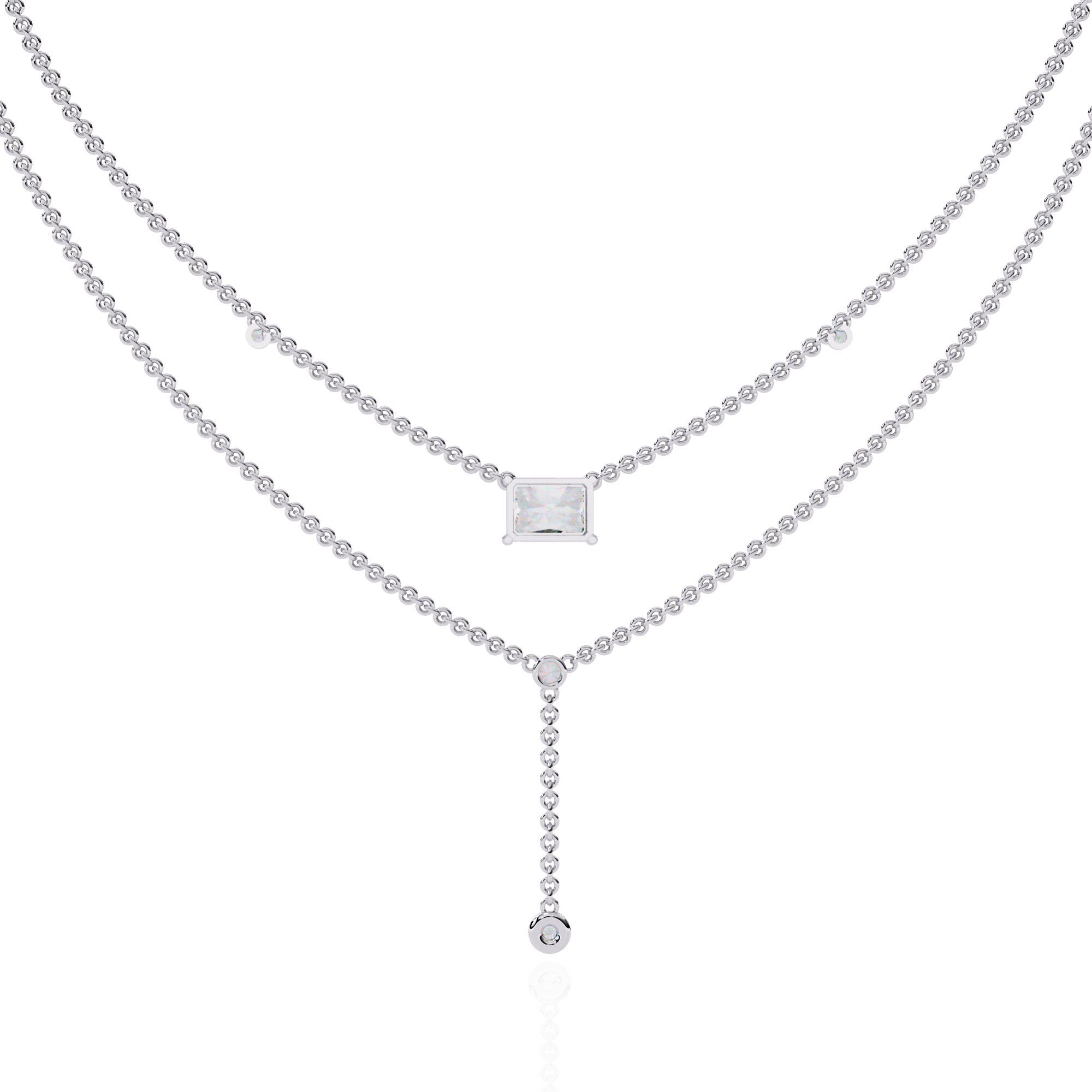 Elegant Layered Necklace with Lab Grown Radiant & Round Cut Diamonds
