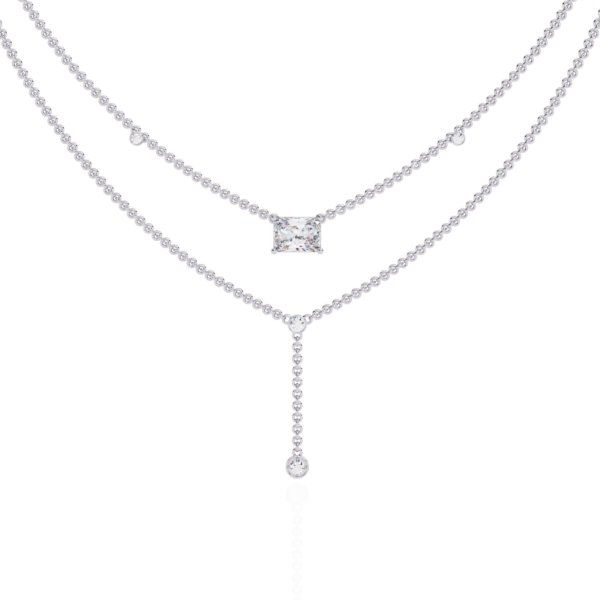 Elegant Layered Necklace with Lab Grown Radiant & Round Cut Diamonds