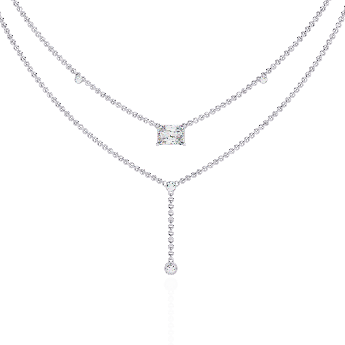 Elegant Layered Necklace with Lab Grown Radiant & Round Cut Diamonds