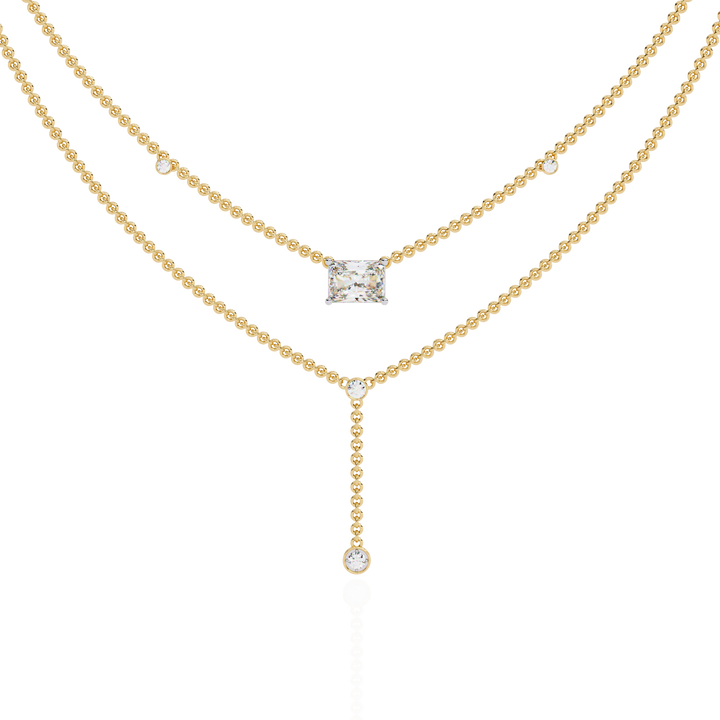 Elegant Layered Necklace with Lab Grown Radiant & Round Cut Diamonds
