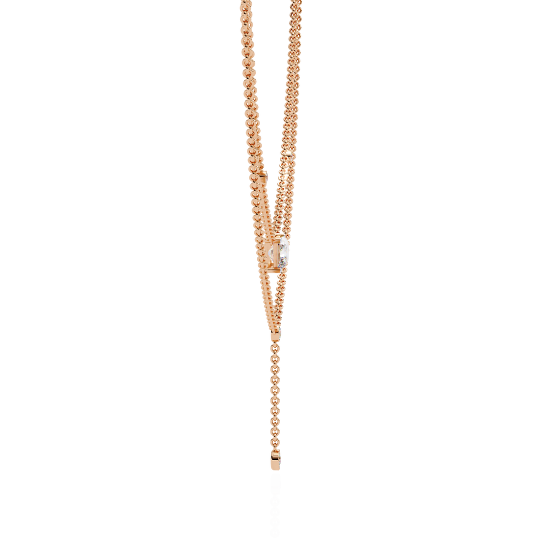 Elegant Layered Necklace with Lab Grown Radiant & Round Cut Diamonds