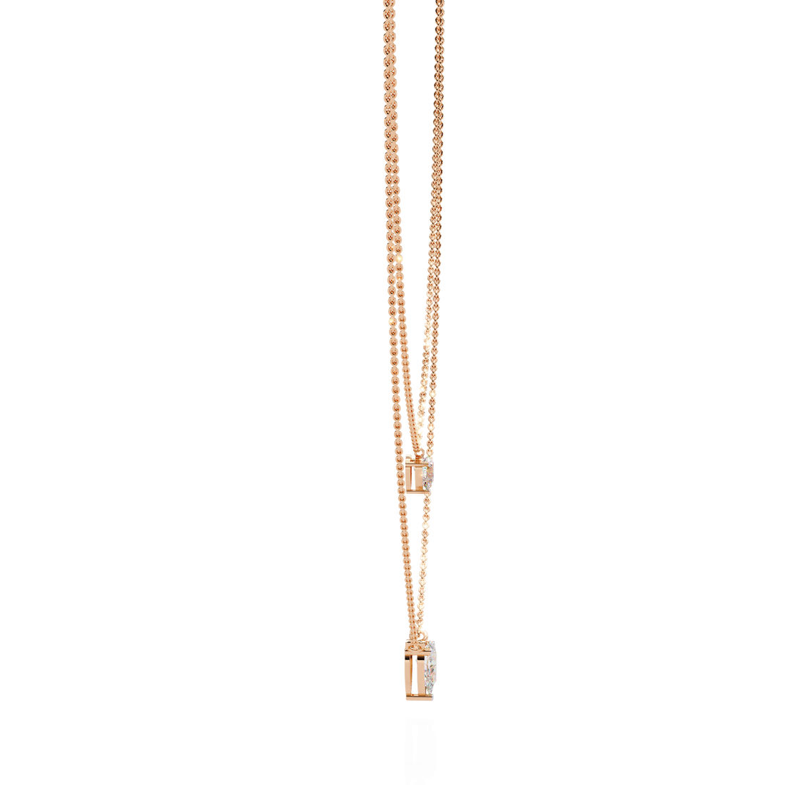 Lab Grown Diamond Pear Pendant Necklace – Gold Double Layer Design