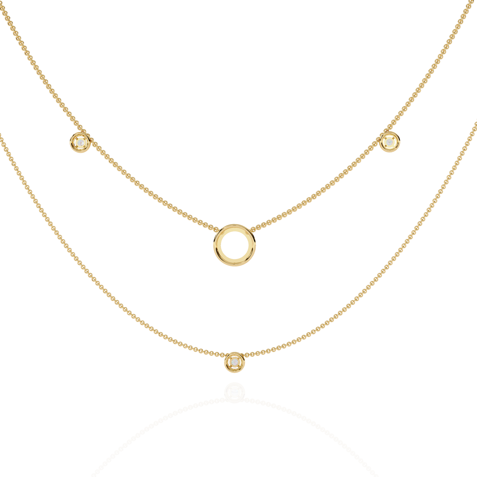 Lab Grown Diamond Layered Necklace – Gold Bezel & Circle Pendant