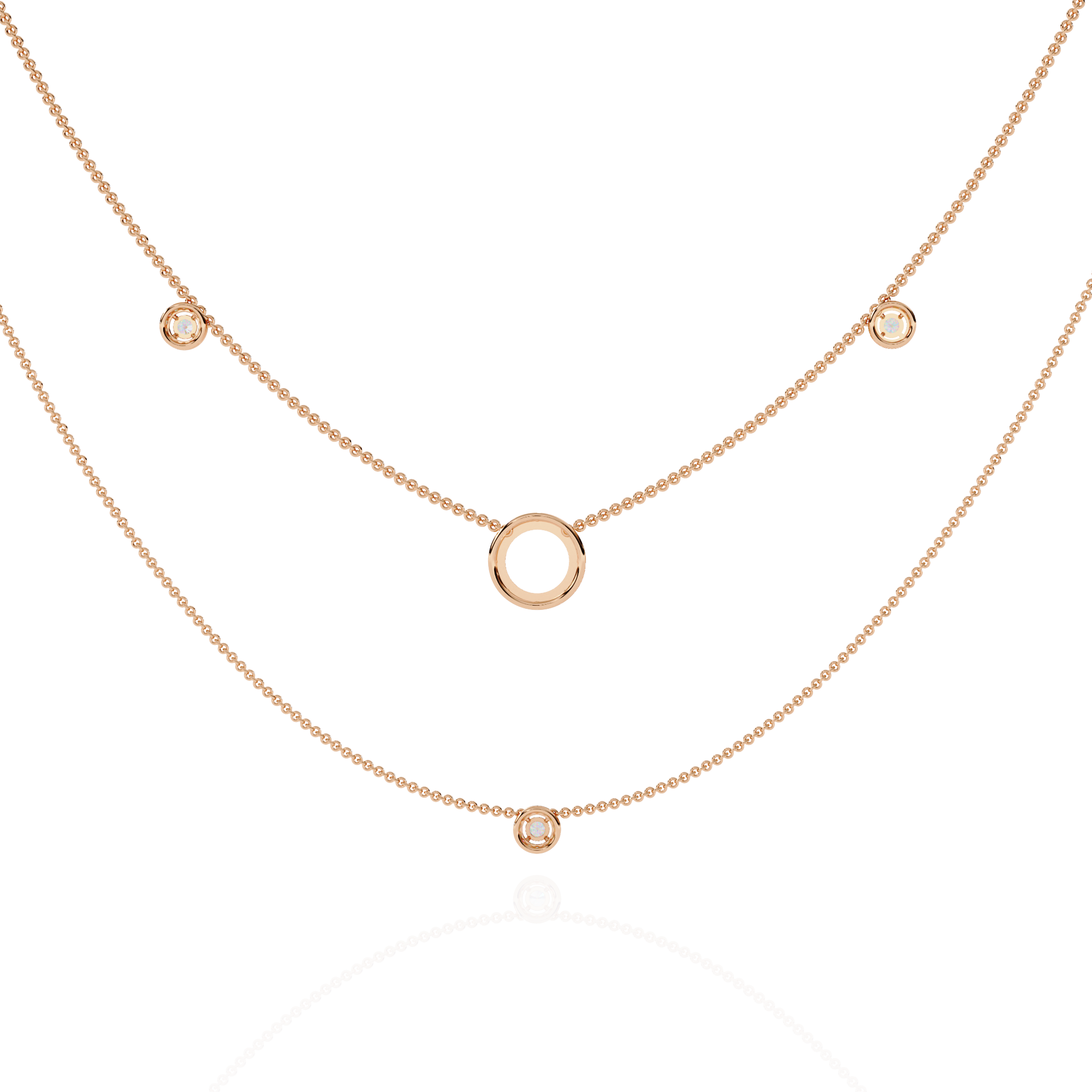 Lab Grown Diamond Layered Necklace – Gold Bezel & Circle Pendant