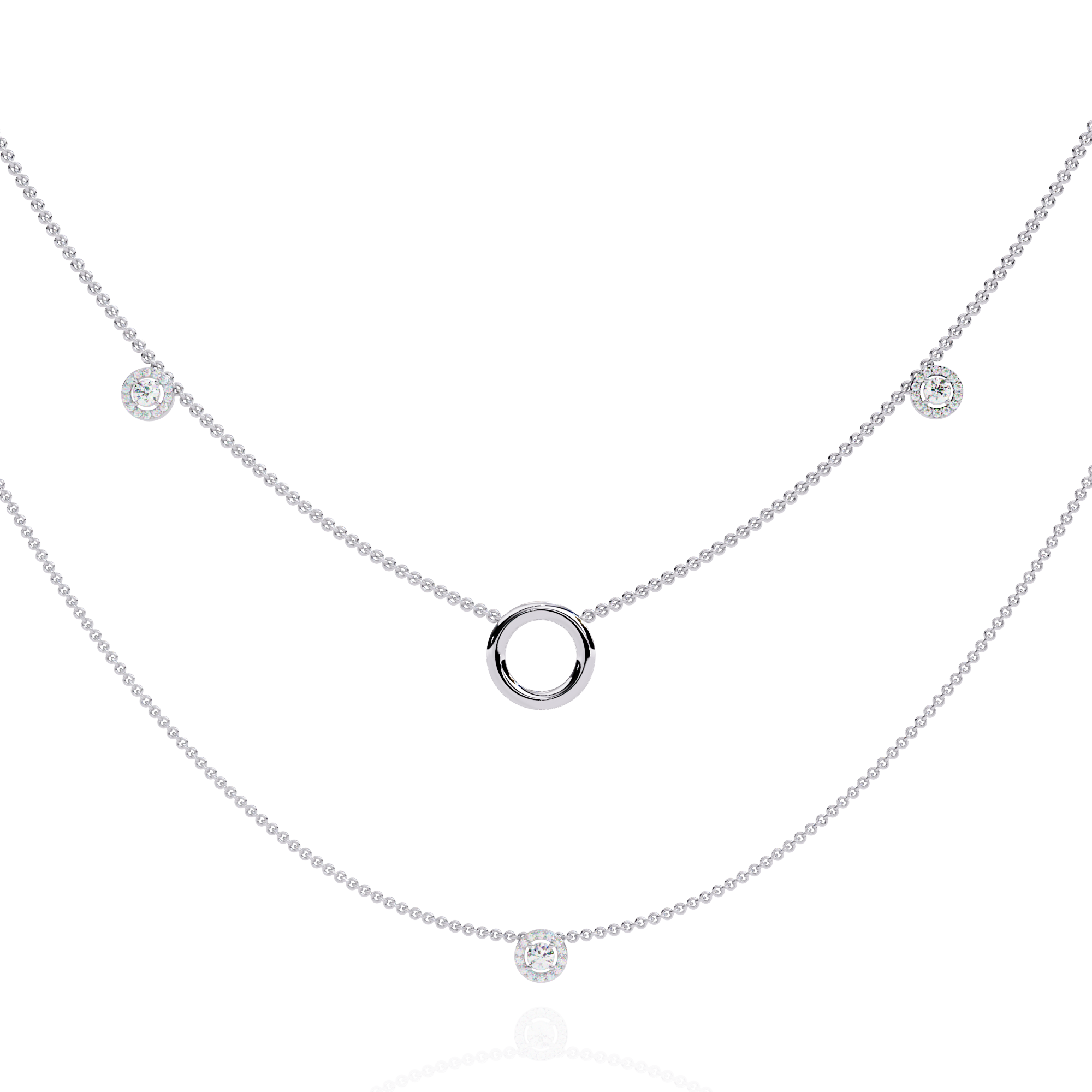 Lab Grown Diamond Layered Necklace – Gold Bezel & Circle Pendant