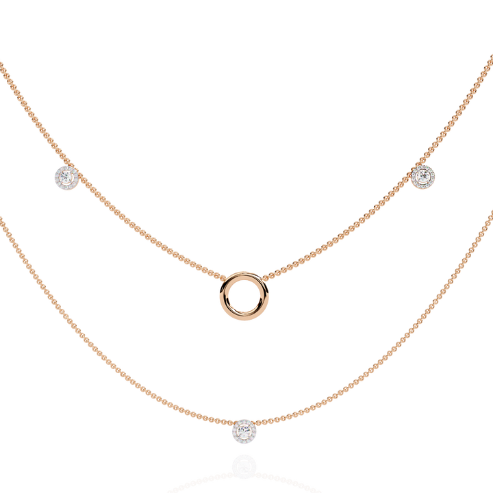 Lab Grown Diamond Layered Necklace – Gold Bezel & Circle Pendant