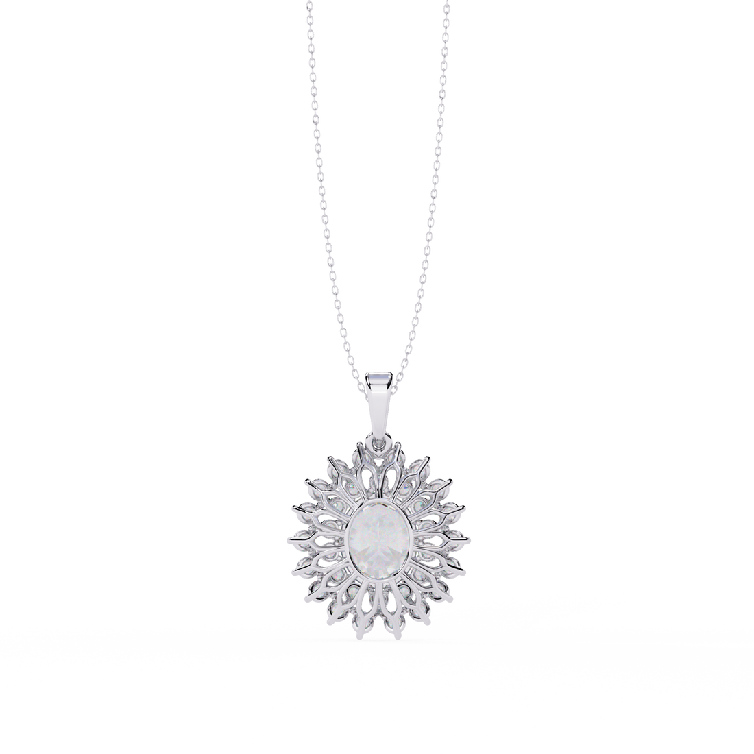 Elegant Oval Shape Lab Grown Diamond Pendant