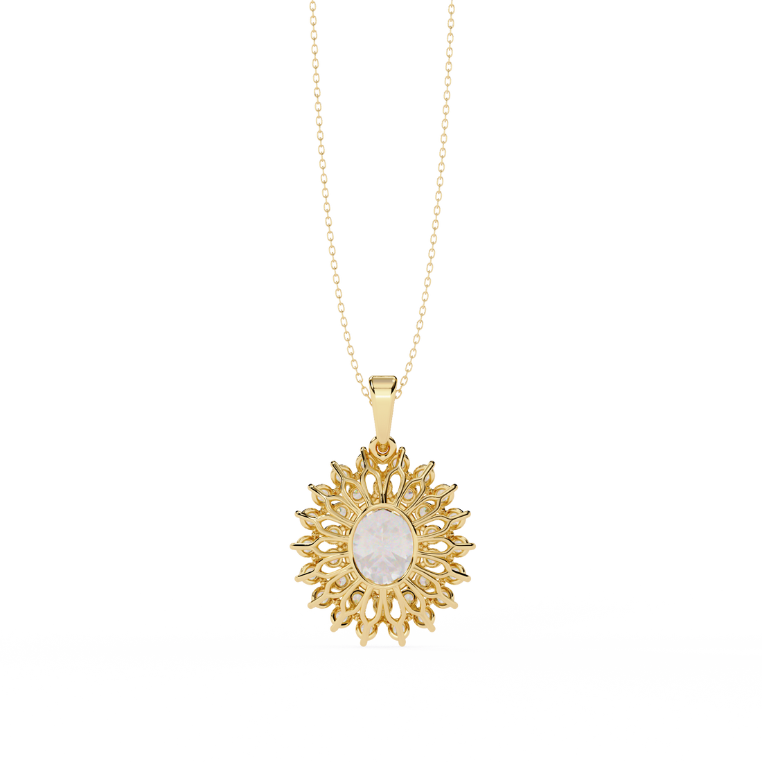 Elegant Oval Shape Lab Grown Diamond Pendant