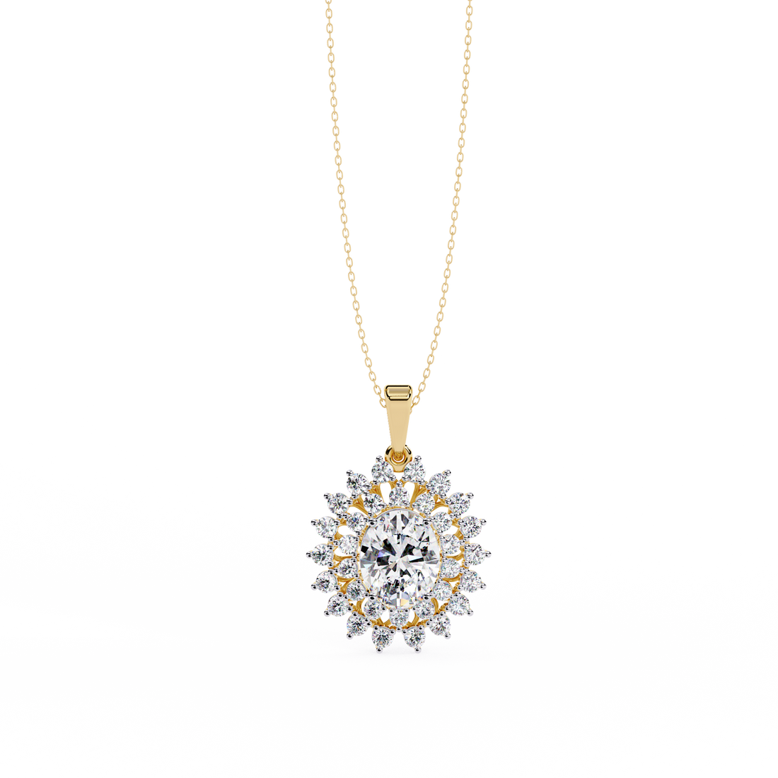 Elegant Oval Shape Lab Grown Diamond Pendant