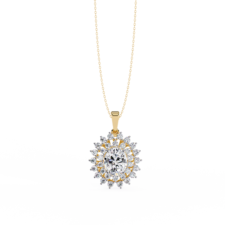 Elegant Oval Shape Lab Grown Diamond Pendant