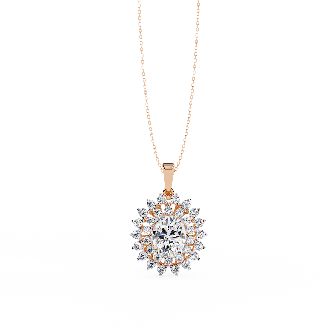Elegant Oval Shape Lab Grown Diamond Pendant