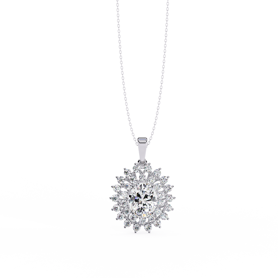 Elegant Oval Shape Lab Grown Diamond Pendant