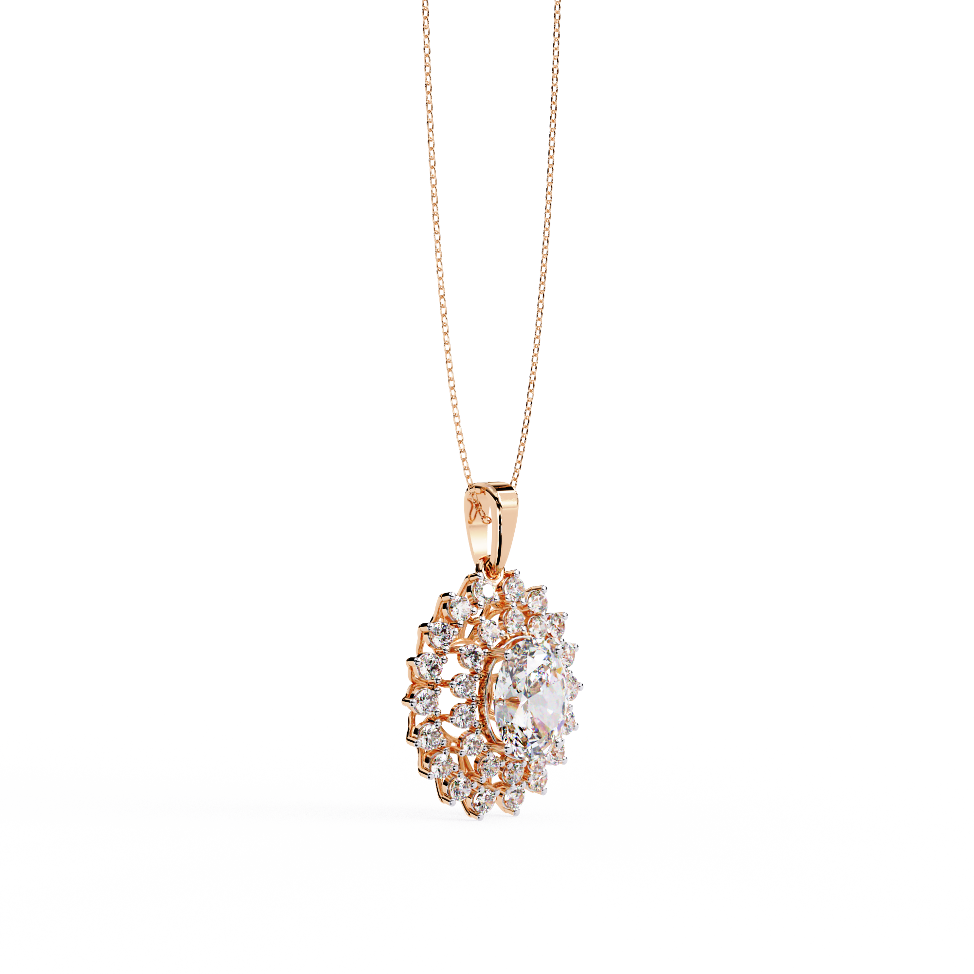 Elegant Oval Shape Lab Grown Diamond Pendant