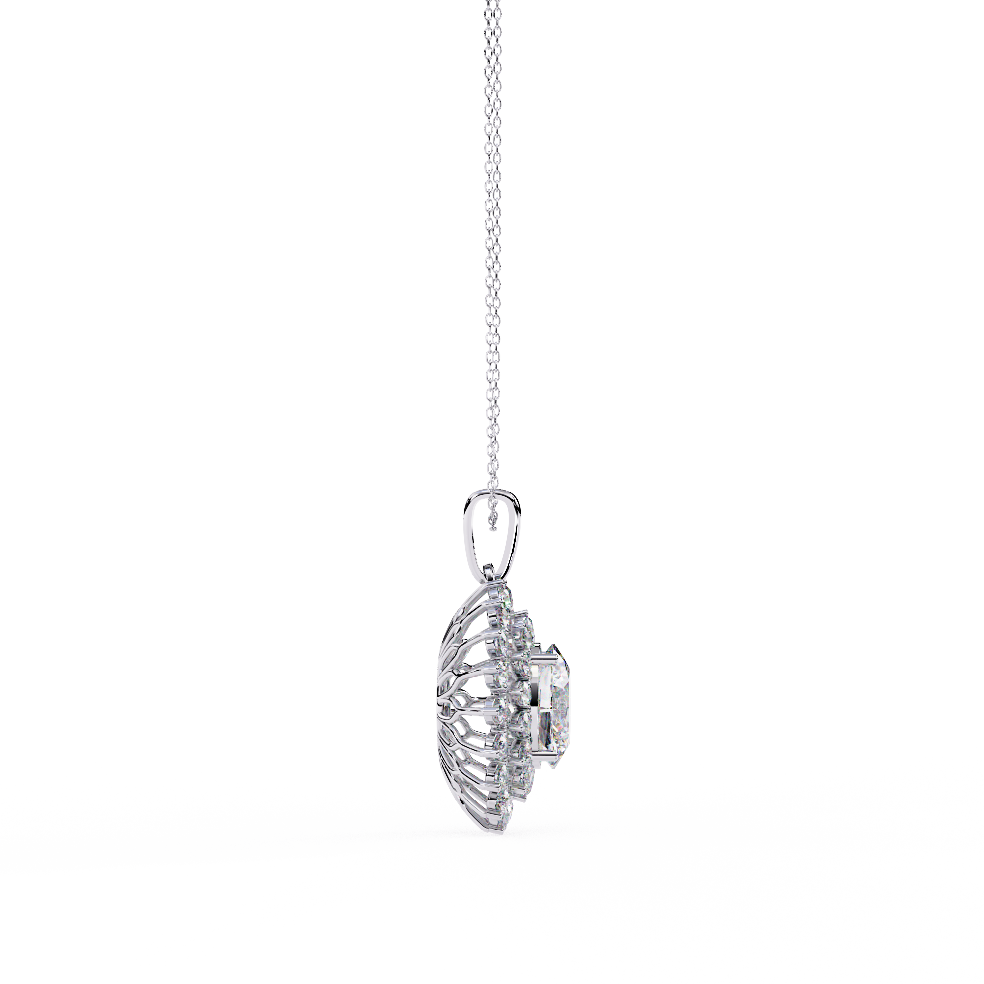 Elegant Oval Shape Lab Grown Diamond Pendant