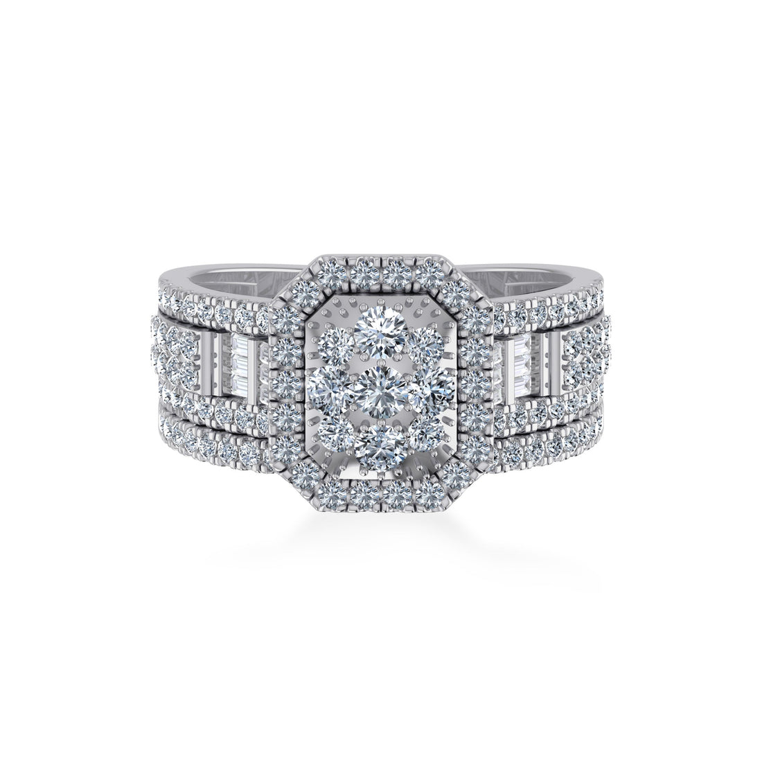 Octagon Floral Cluster Lab-Grown Diamond Ring 7