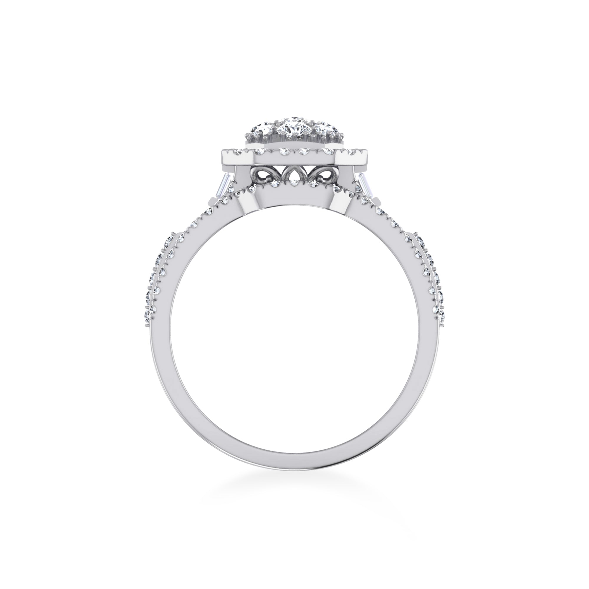 Octagon Floral Cluster Lab-Grown Diamond Ring 9