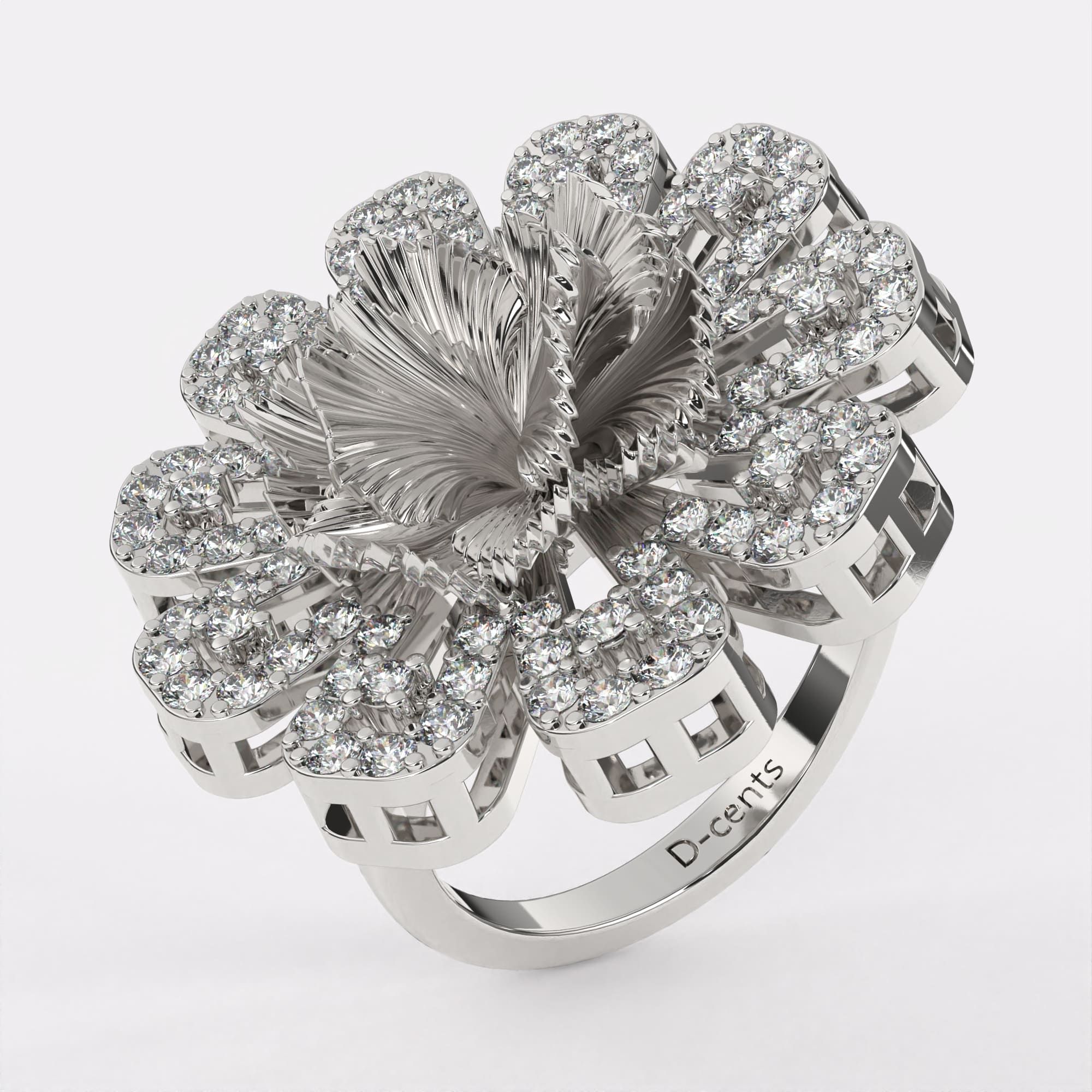 Open Petal diamond ring