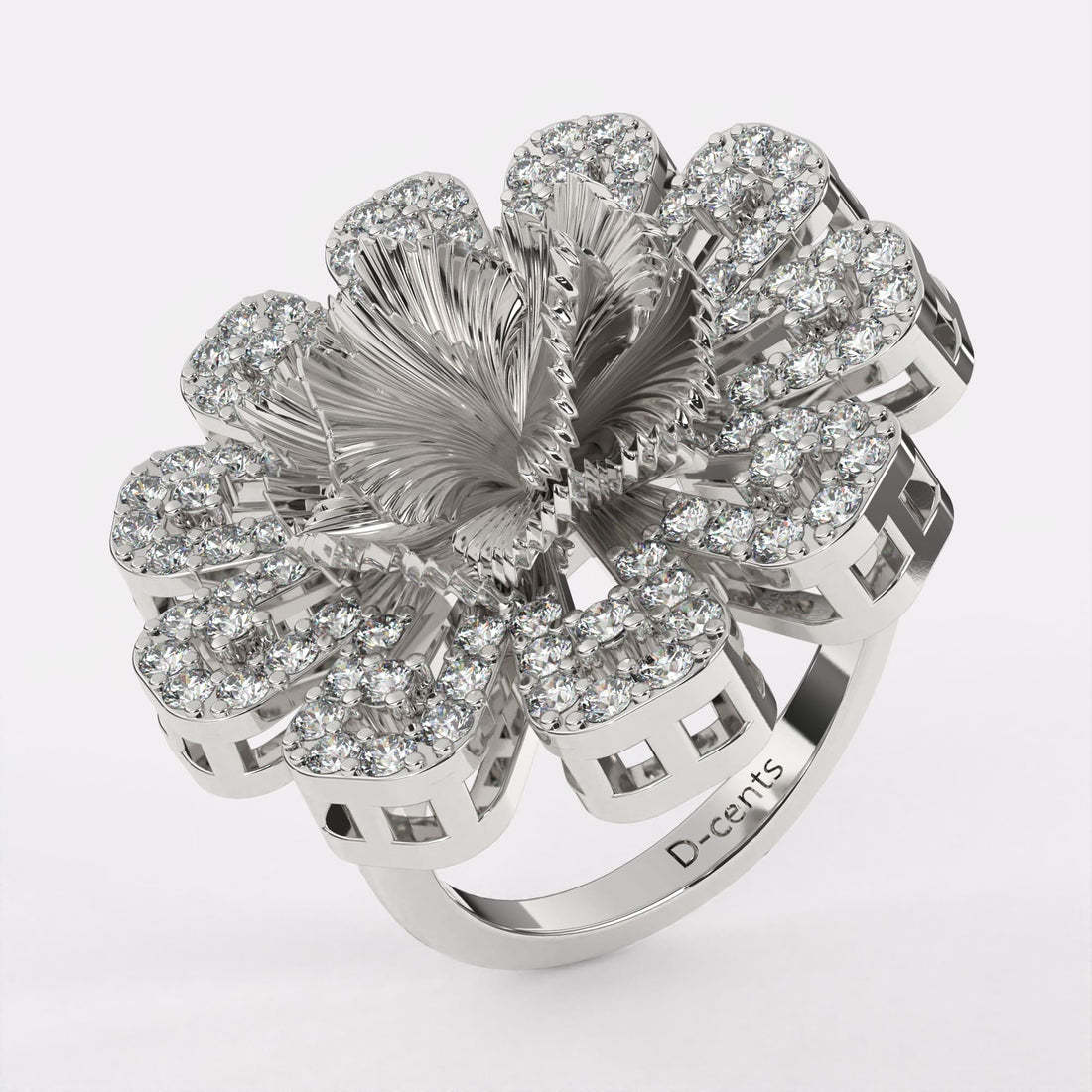 Open Petal diamond ring