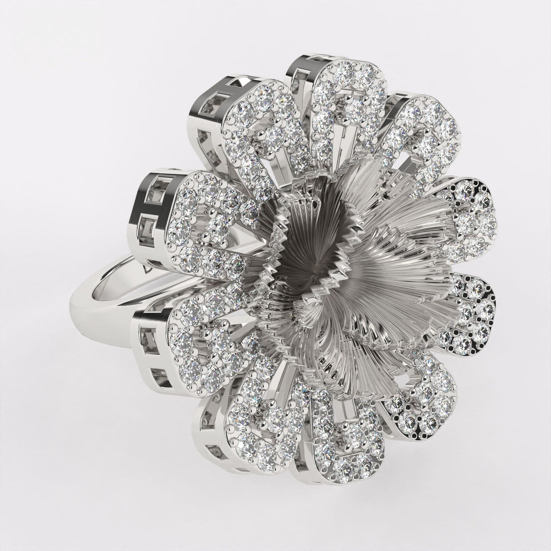 Open Petal diamond ring
