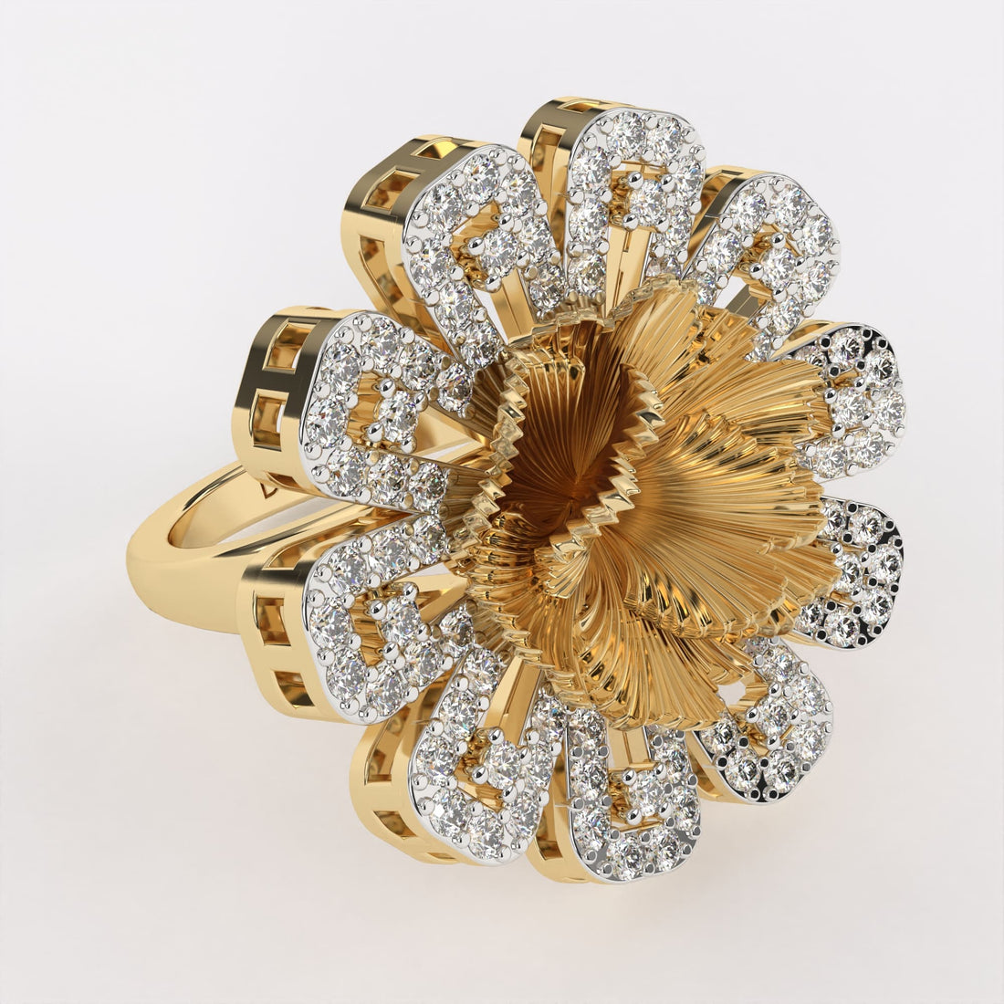 Open Petal diamond ring