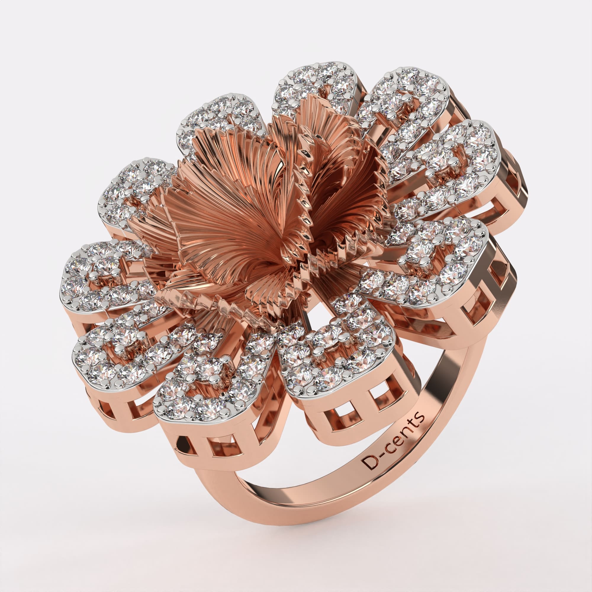 Open Petal diamond ring