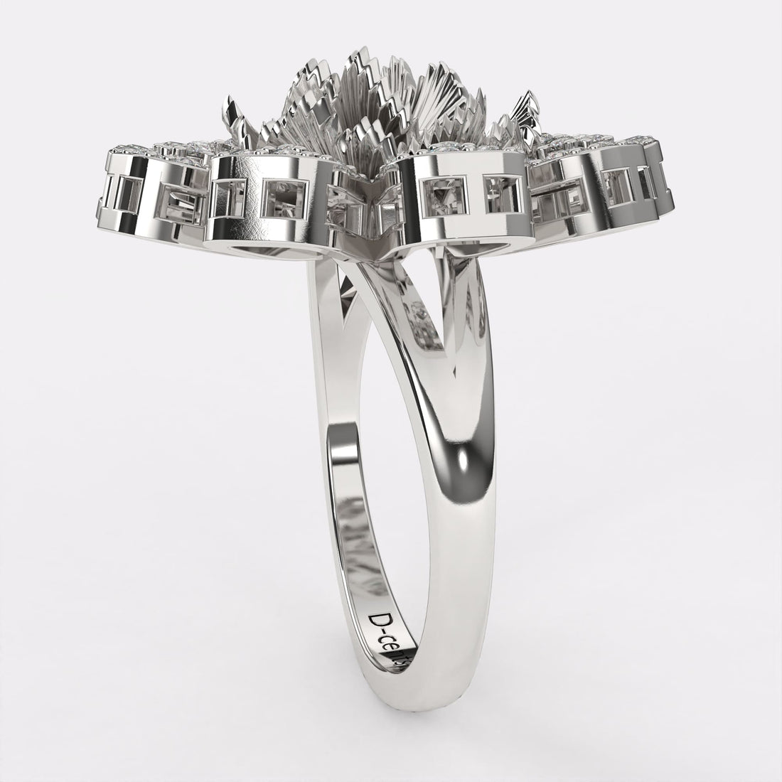 Open Petal diamond ring in 925 Silver