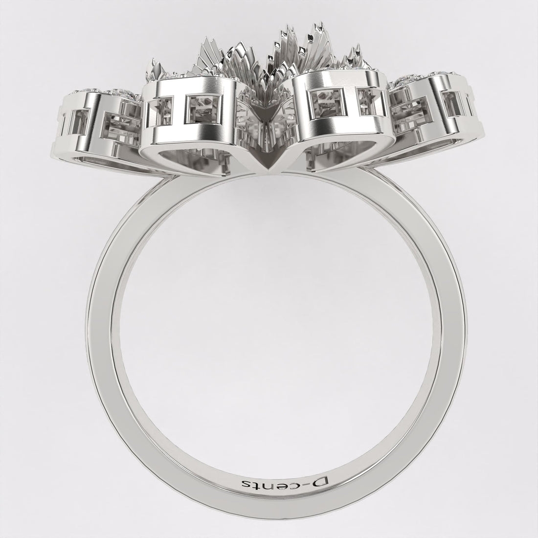 Open Petal diamond ring in 925 Silver