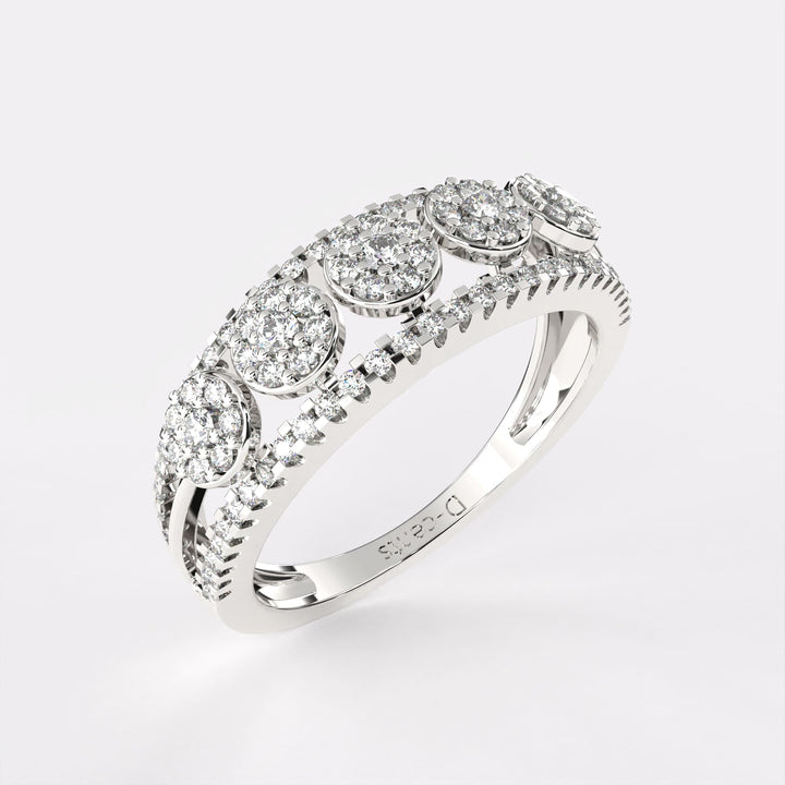 Opulent Orchid Diamond Ring in 925 Silver