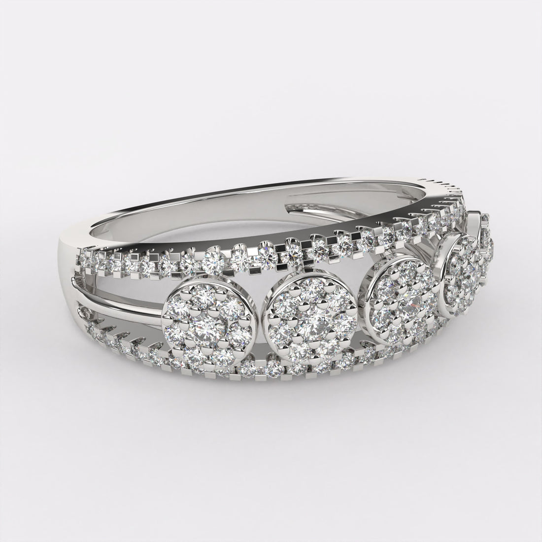 Opulent Orchid Diamond Ring in 925 Silver