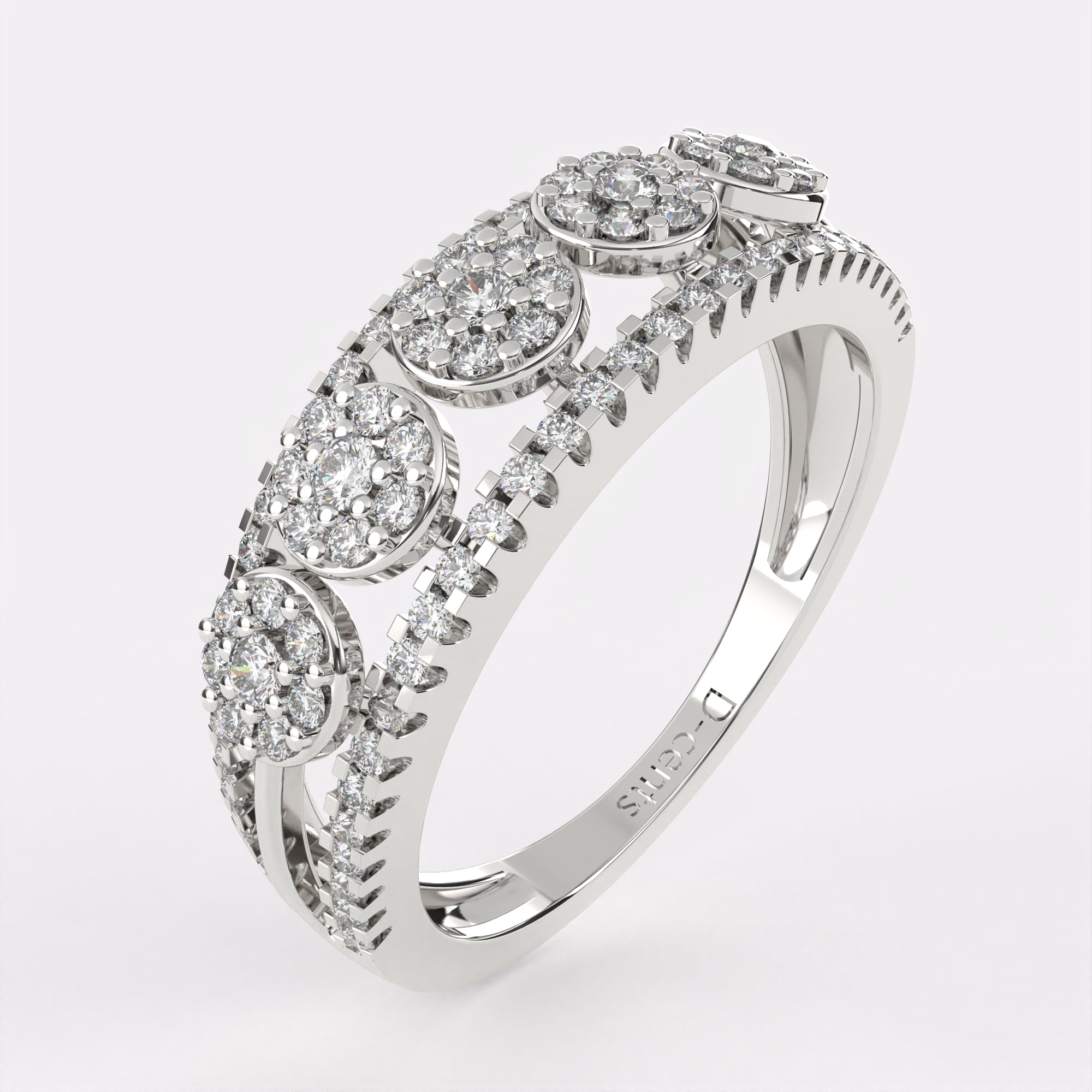 Opulent Orchid Diamond Ring in 925 Silver