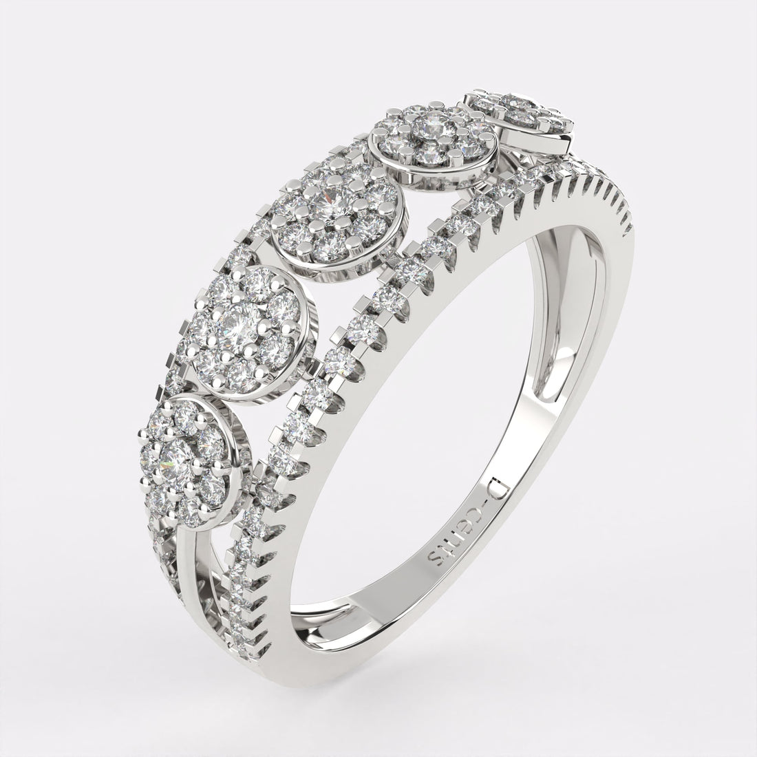 Opulent Orchid Diamond Ring in 925 Silver