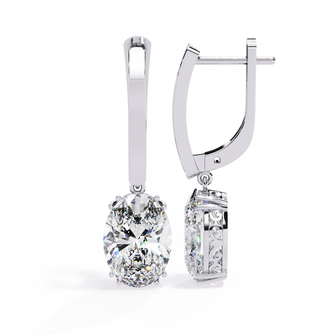 Oval Cut Lab Grown Diamond Drop Earrings