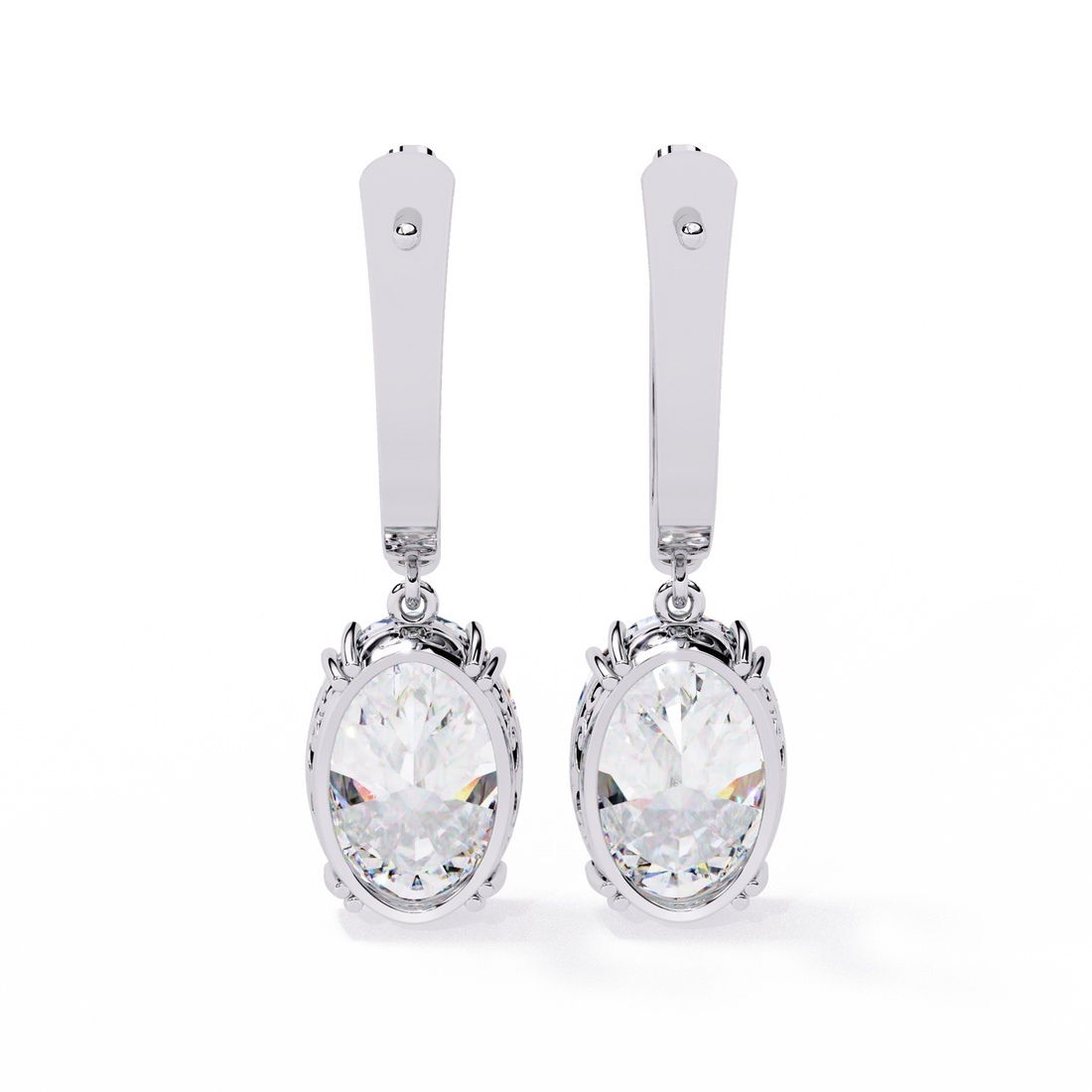 Oval Cut Lab Grown Diamond Drop Earrings