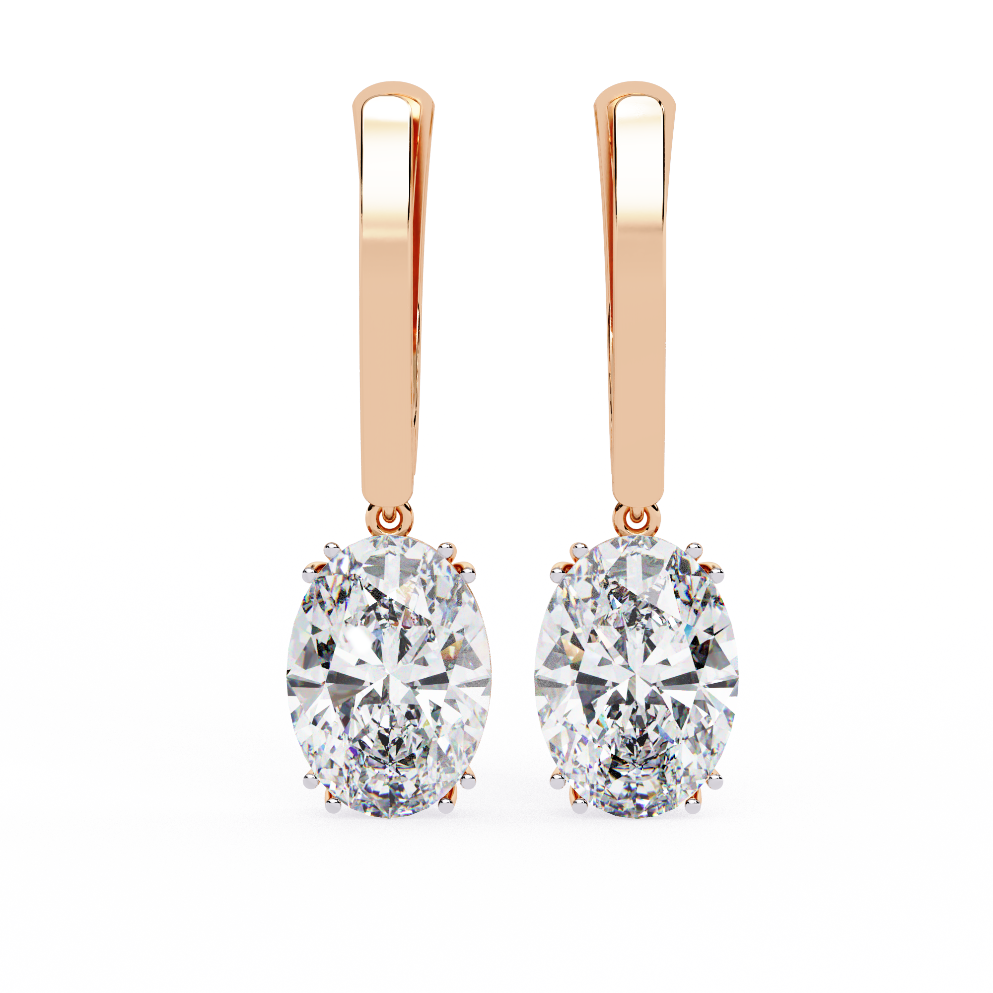 Oval Cut Lab Grown Diamond Drop Earrings