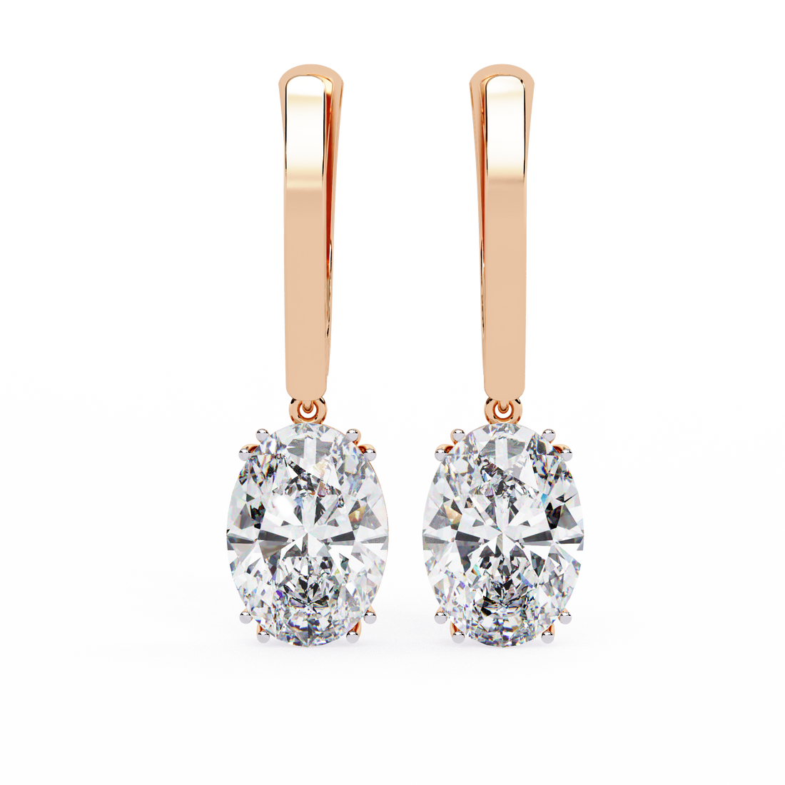 Oval Cut Lab Grown Diamond Drop Earrings