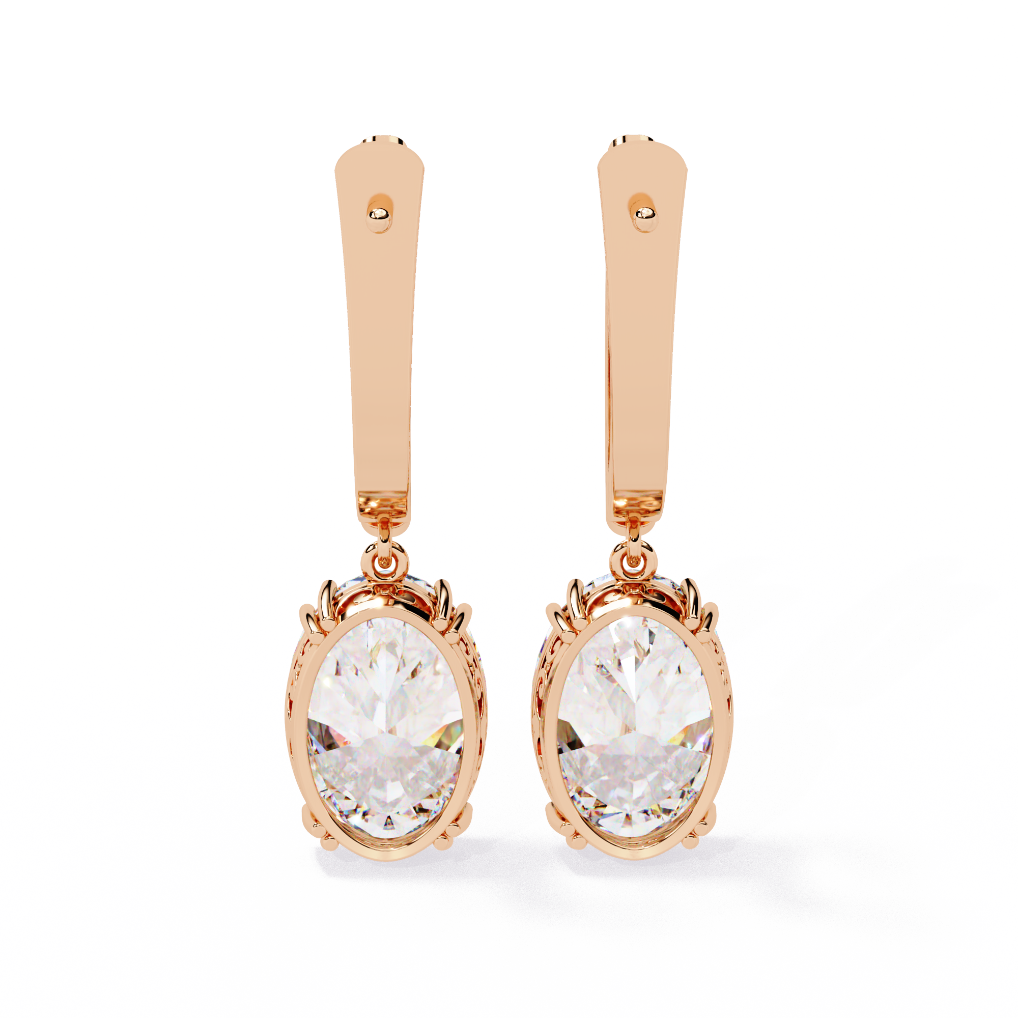 Oval Cut Lab Grown Diamond Drop Earrings