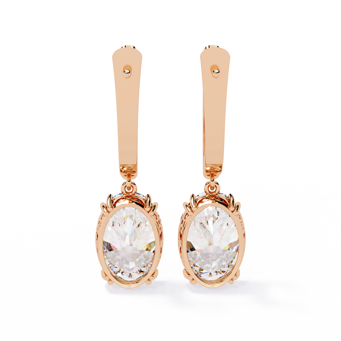 Oval Cut Lab Grown Diamond Drop Earrings